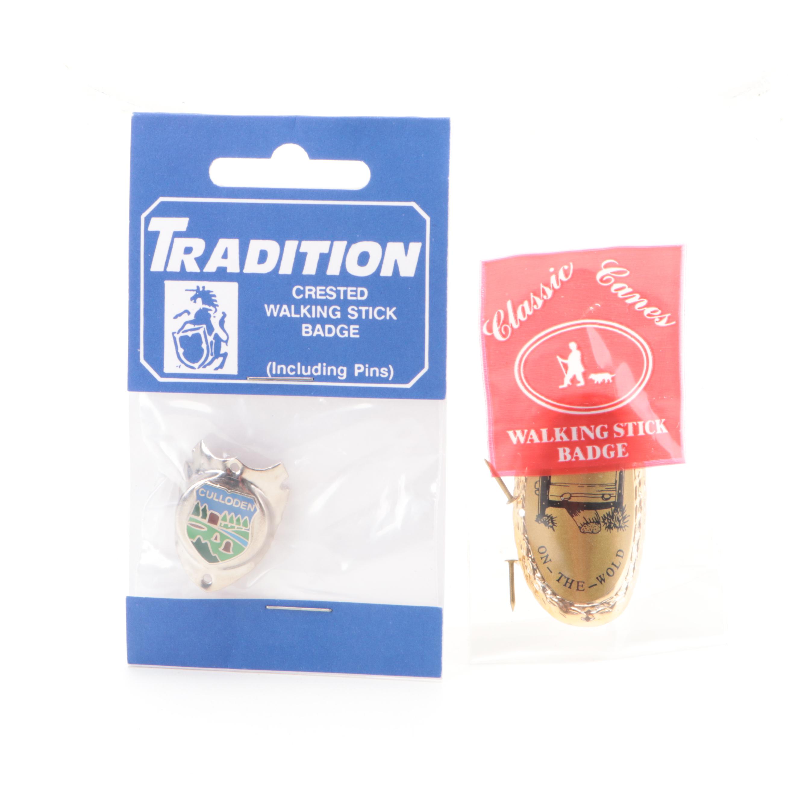 Sampson Souvenirs Brass and Metal Walking Stick Mount Medallions and Cane Tips