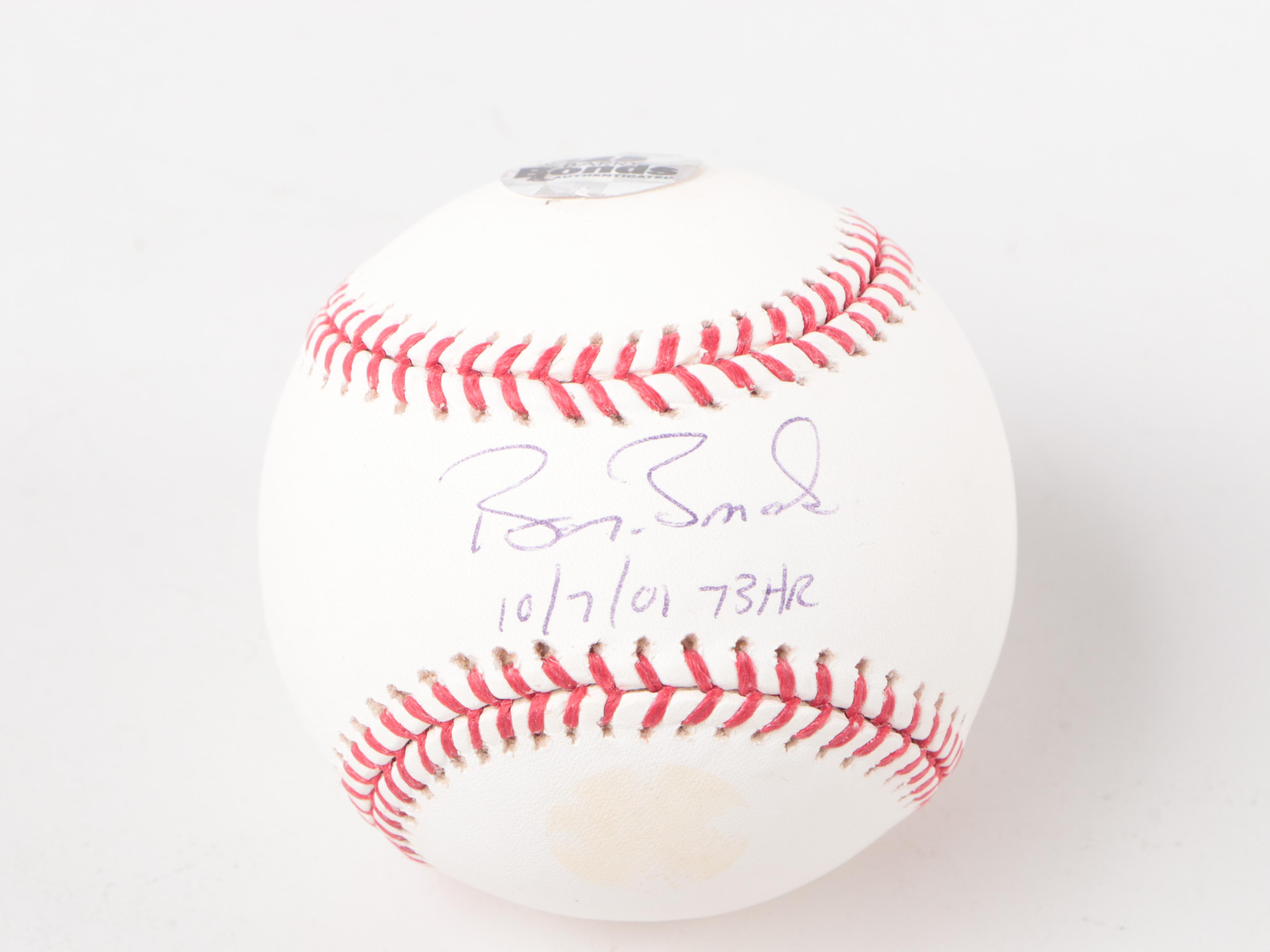 Barry Bonds Signed Rawlings Official MLB Baseball With 73rd Homerun Photo