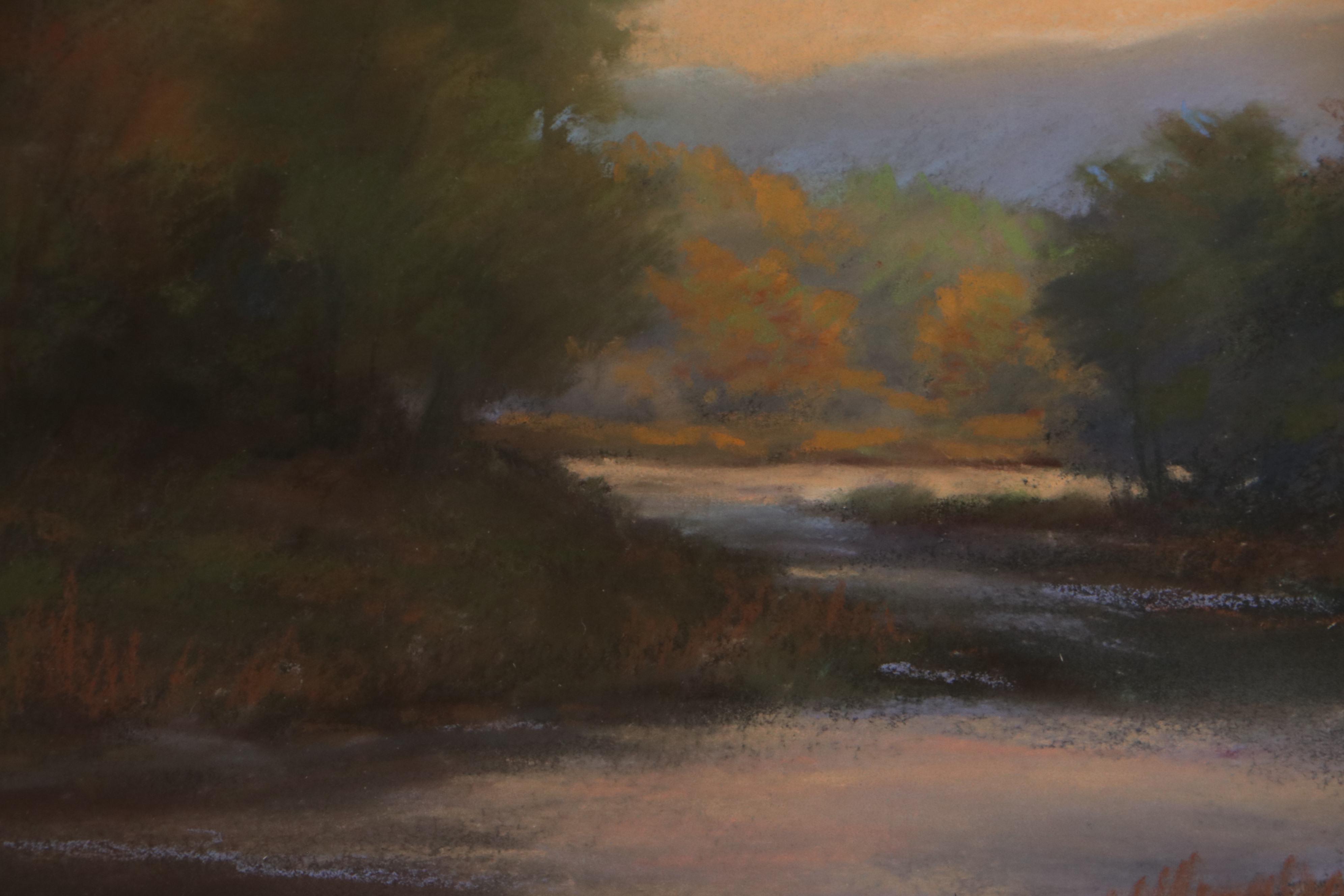 Jane Bloodgood-Abrams Lake Landscape Pastel Drawing "Morning on the Creek," 1998