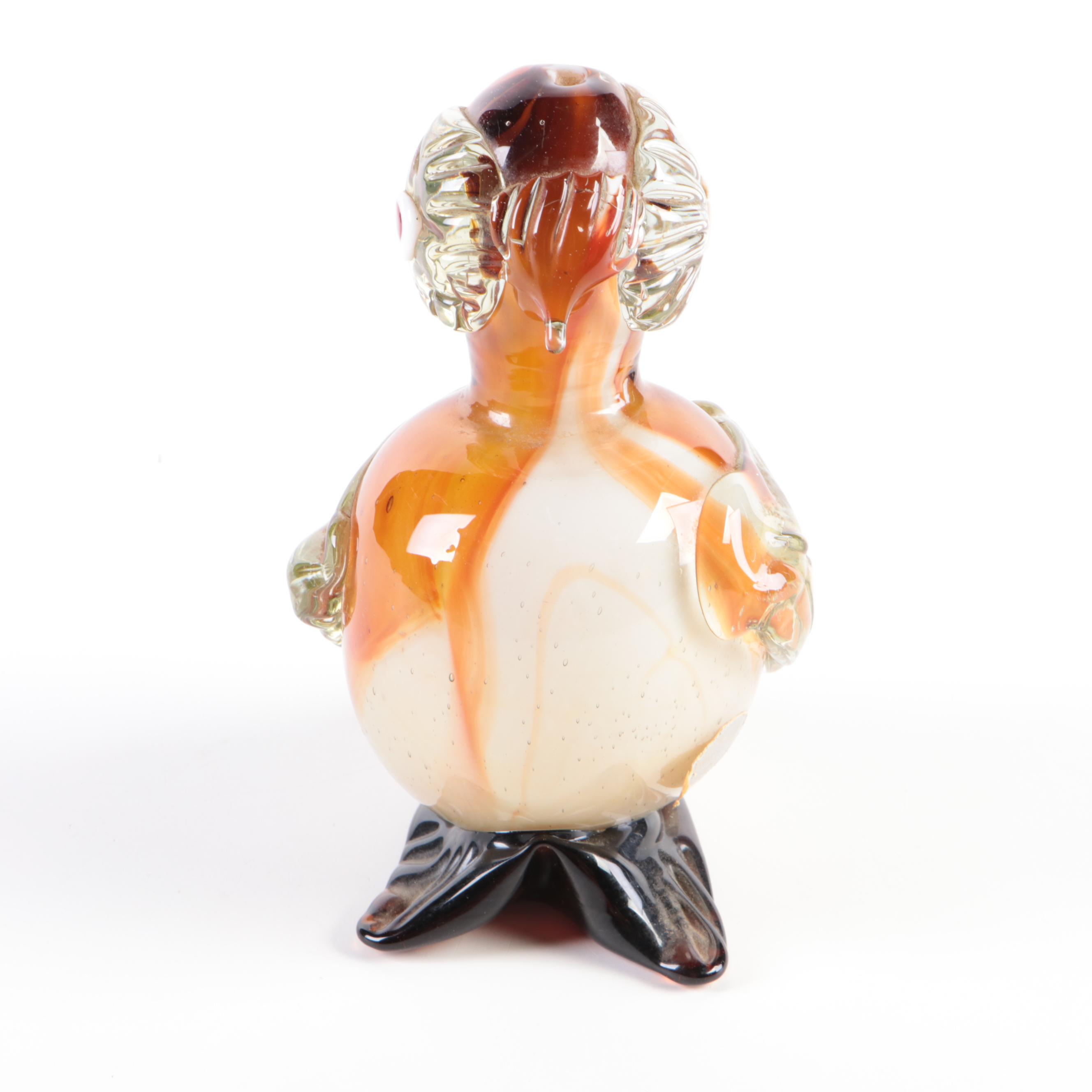 Murano Style Sommerso Art Glass Bird Figurine and Mexican Art Glass Owl Figurine