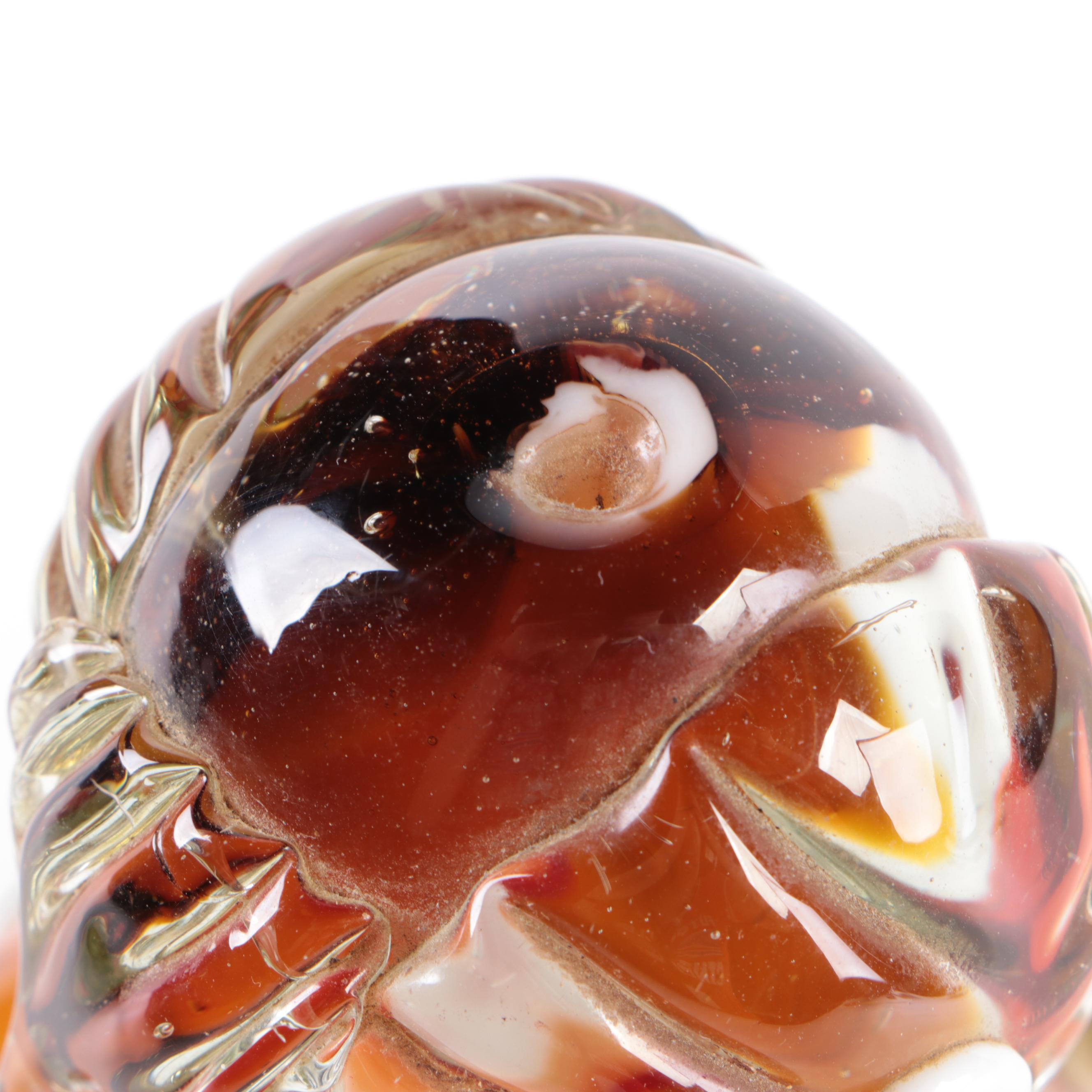 Murano Style Sommerso Art Glass Bird Figurine and Mexican Art Glass Owl Figurine