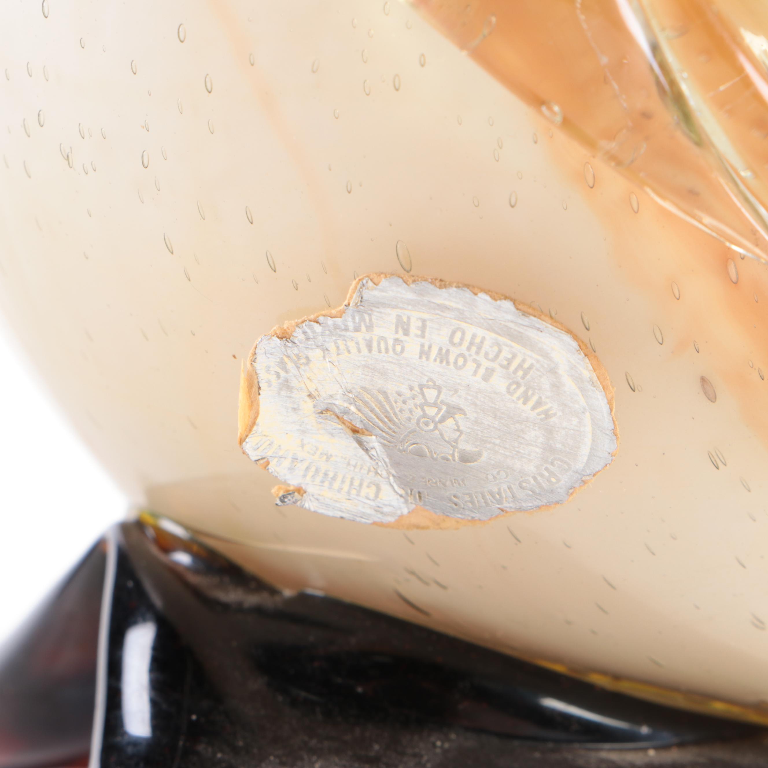 Murano Style Sommerso Art Glass Bird Figurine and Mexican Art Glass Owl Figurine