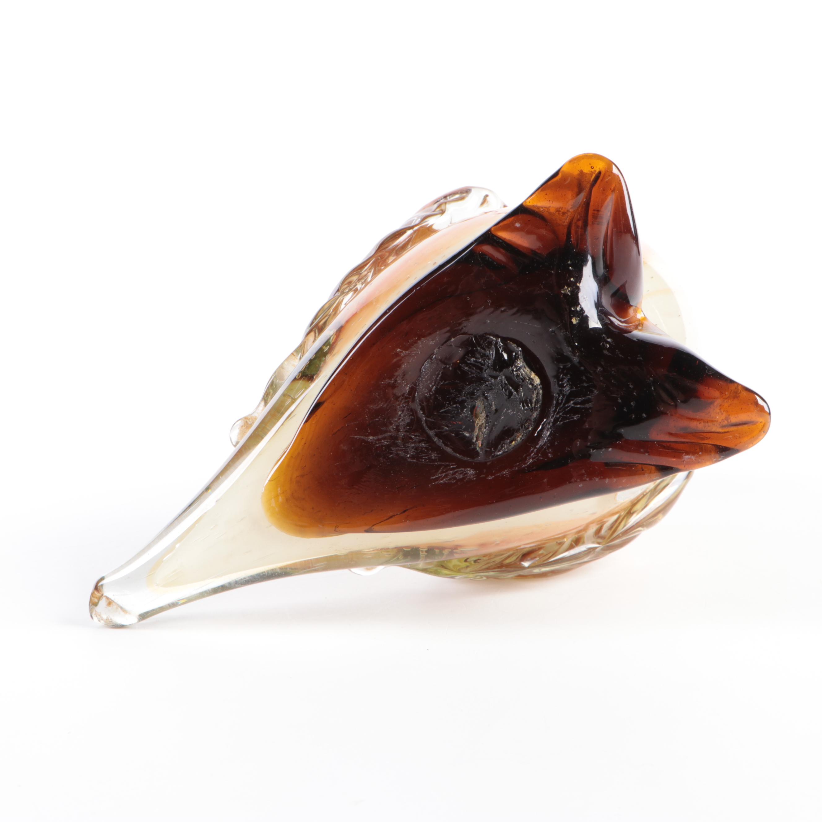 Murano Style Sommerso Art Glass Bird Figurine and Mexican Art Glass Owl Figurine