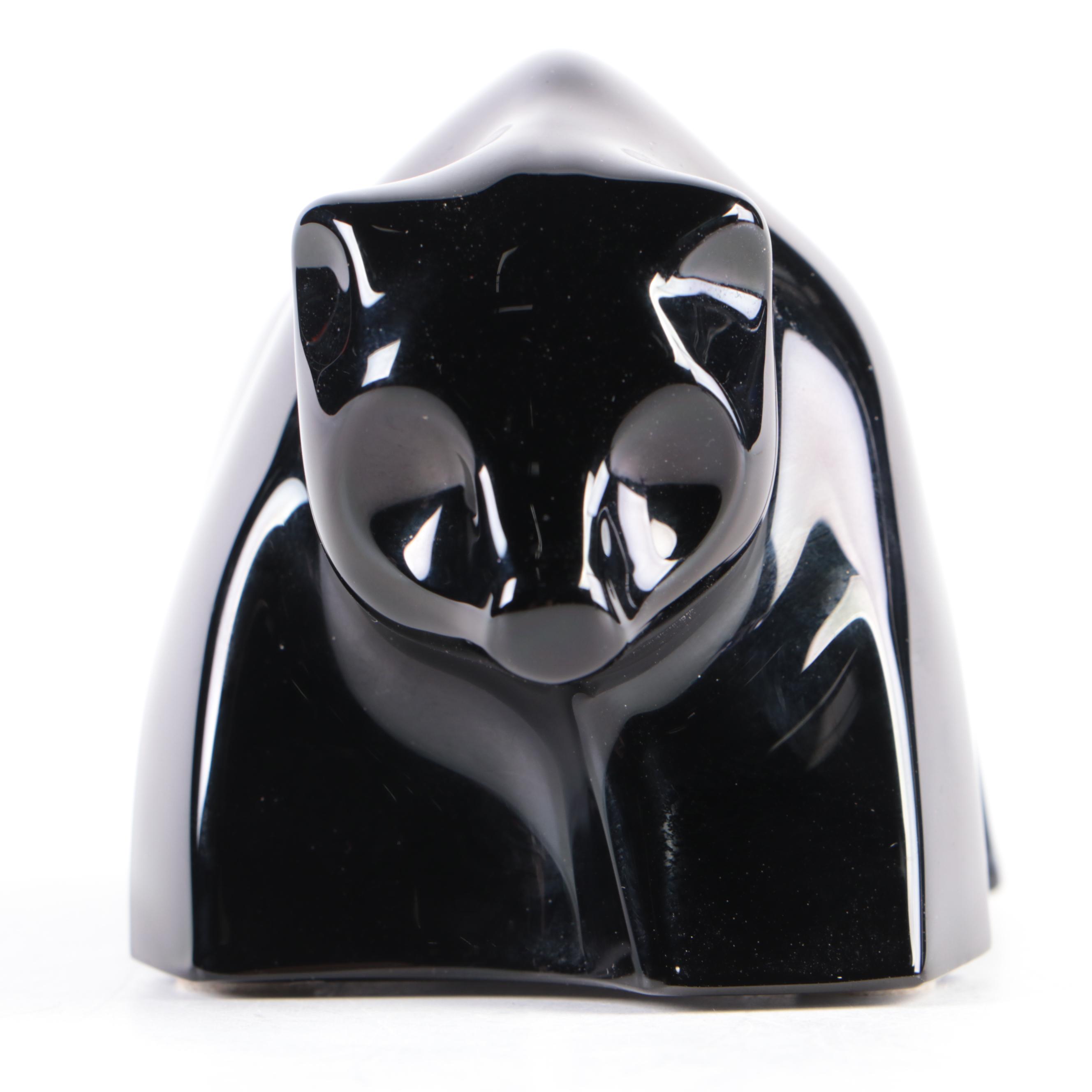 Thomas Bastide for Baccarat "Bear Cub" Crystal Figurine with Parrot Figurine