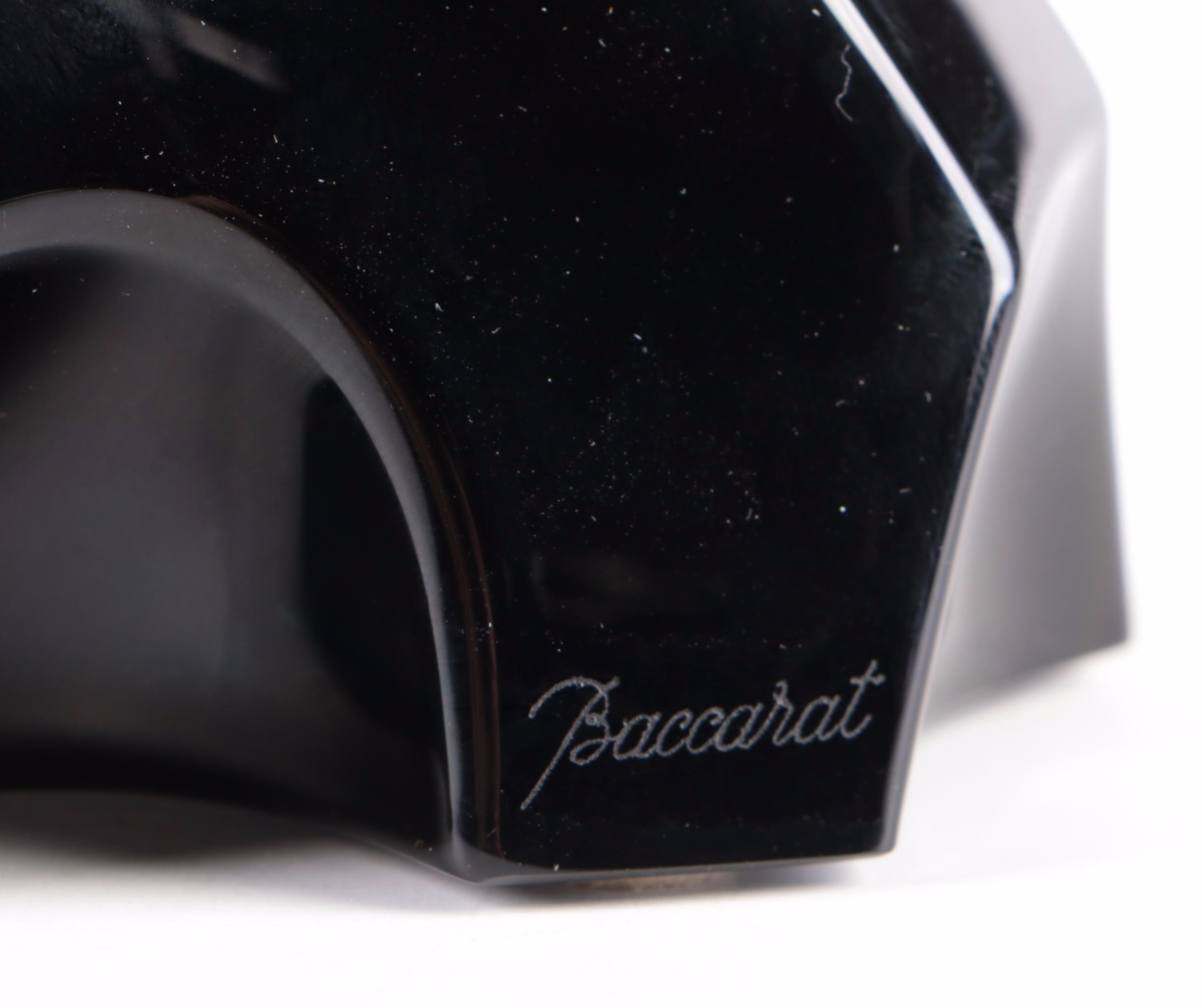 Thomas Bastide for Baccarat "Bear Cub" Crystal Figurine with Parrot Figurine