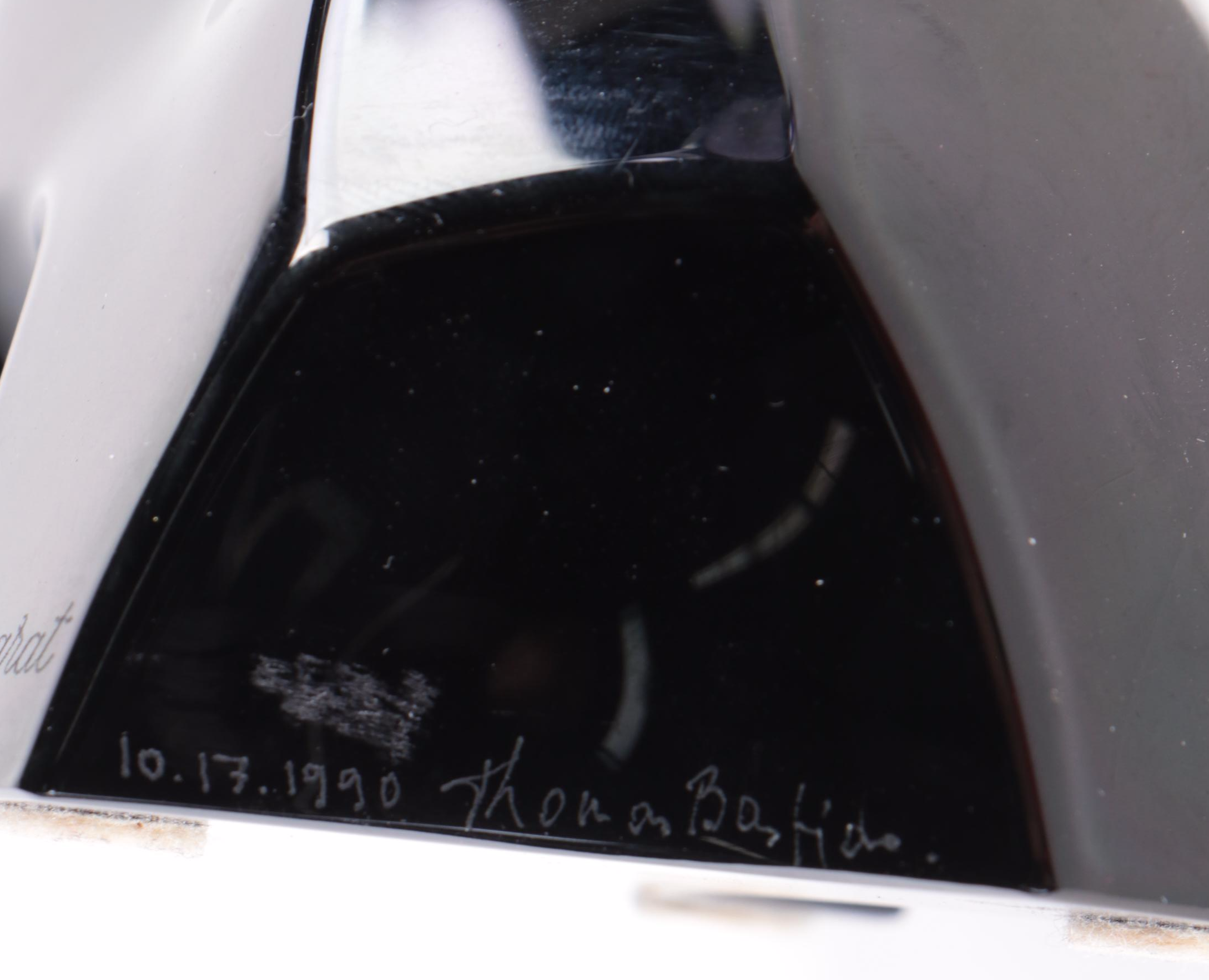 Thomas Bastide for Baccarat "Bear Cub" Crystal Figurine with Parrot Figurine