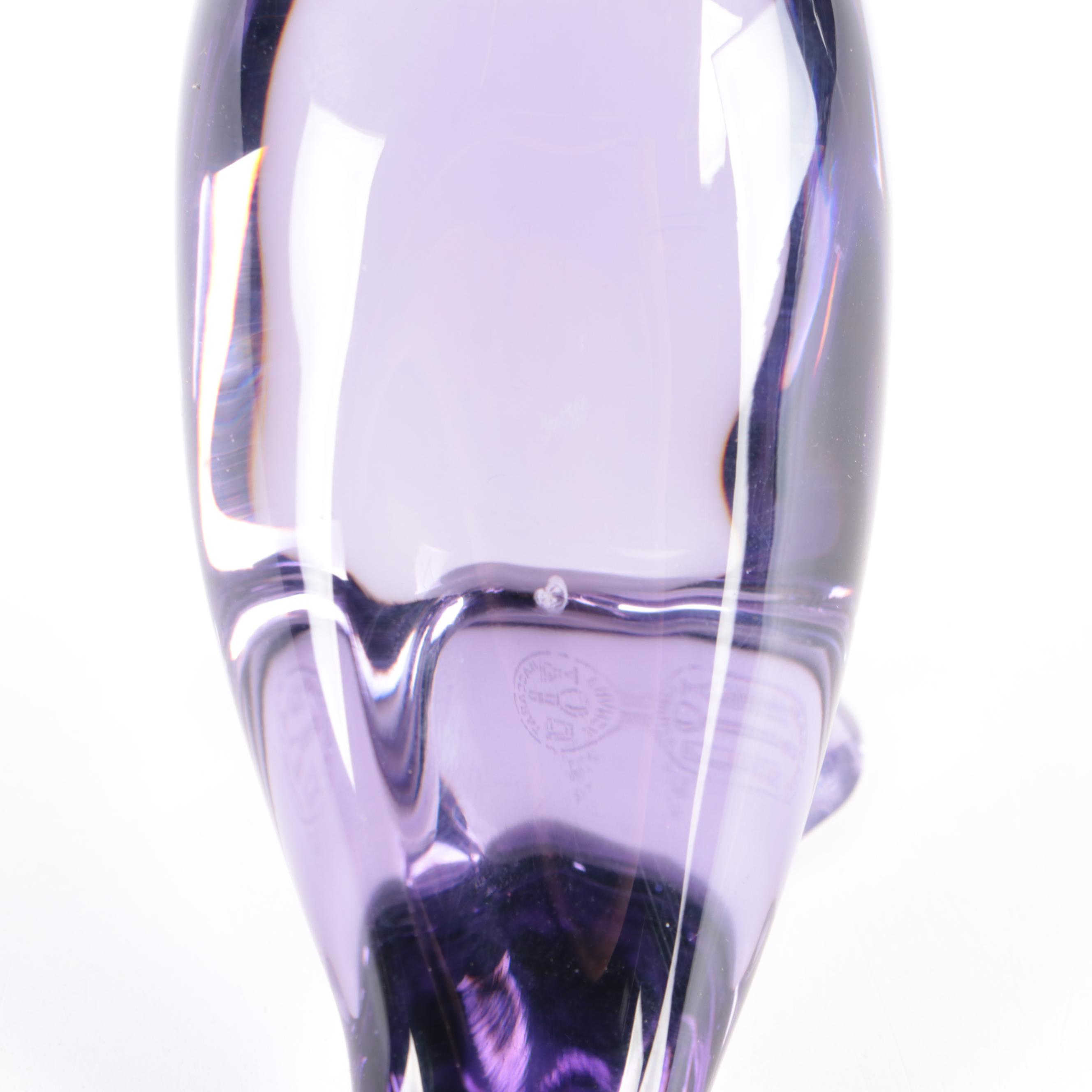 Thomas Bastide for Baccarat "Bear Cub" Crystal Figurine with Parrot Figurine