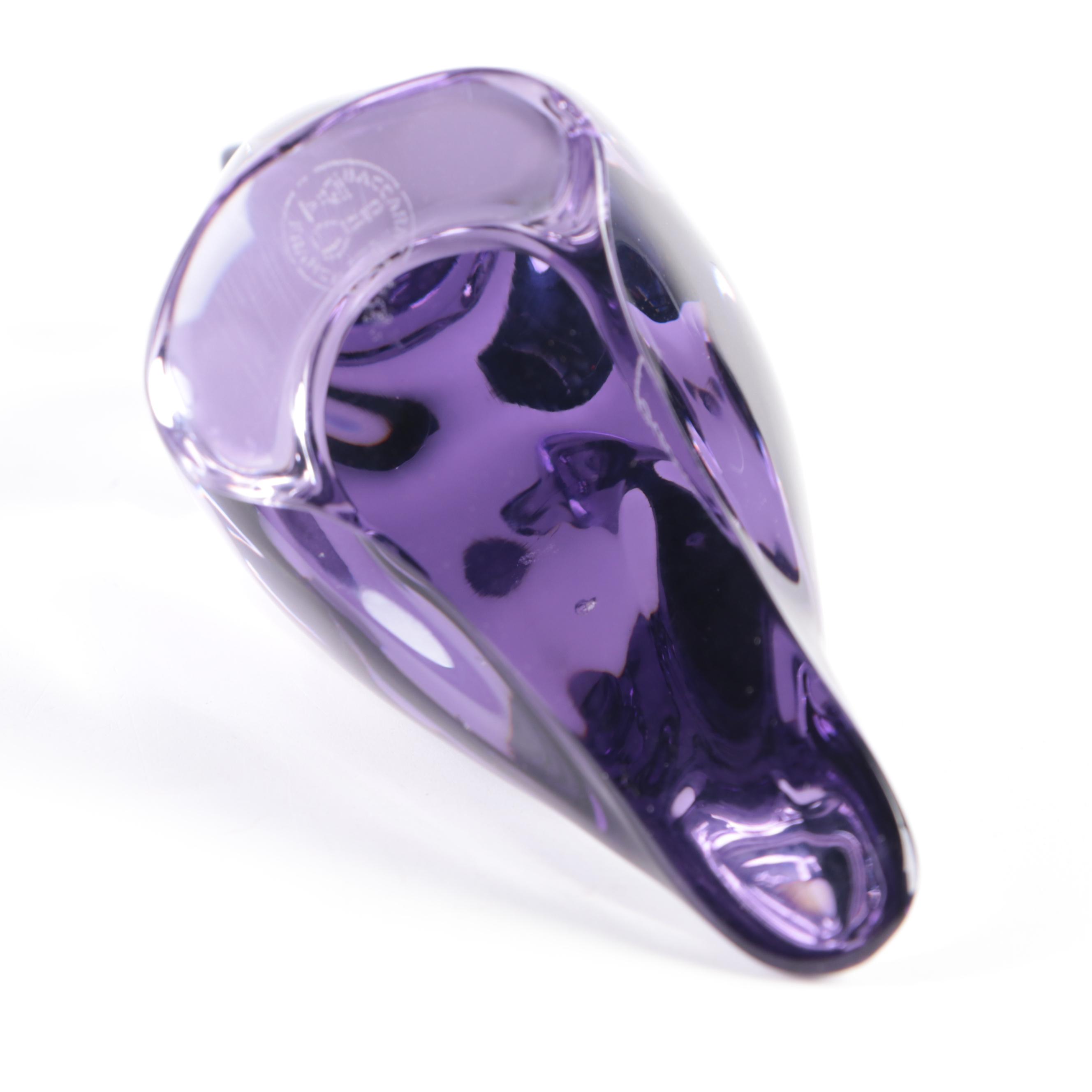 Thomas Bastide for Baccarat "Bear Cub" Crystal Figurine with Parrot Figurine