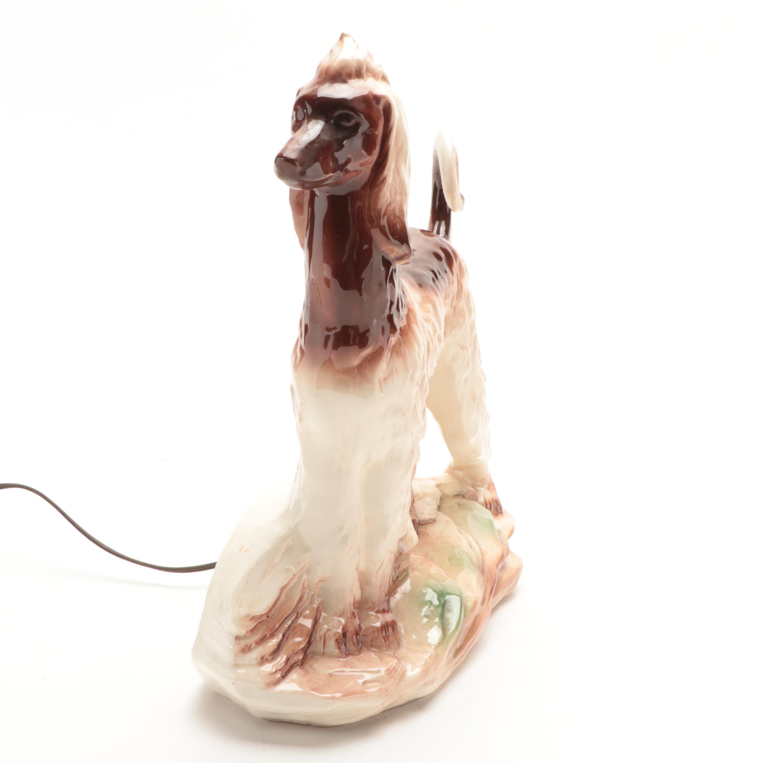 Lane & Co. California Pottery Afghan Hound TV Lamp, 1950s
