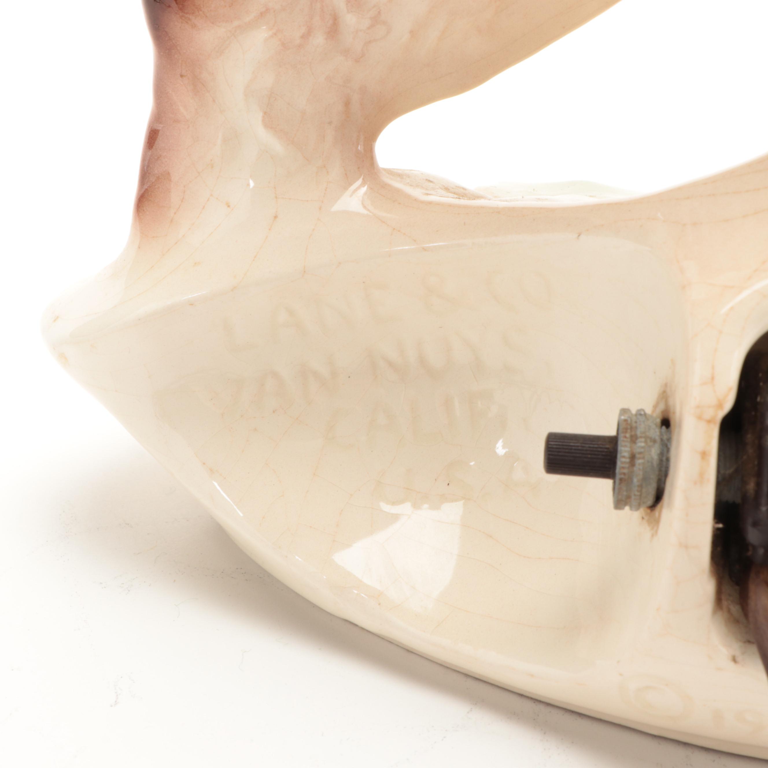 Lane & Co. California Pottery Afghan Hound TV Lamp, 1950s