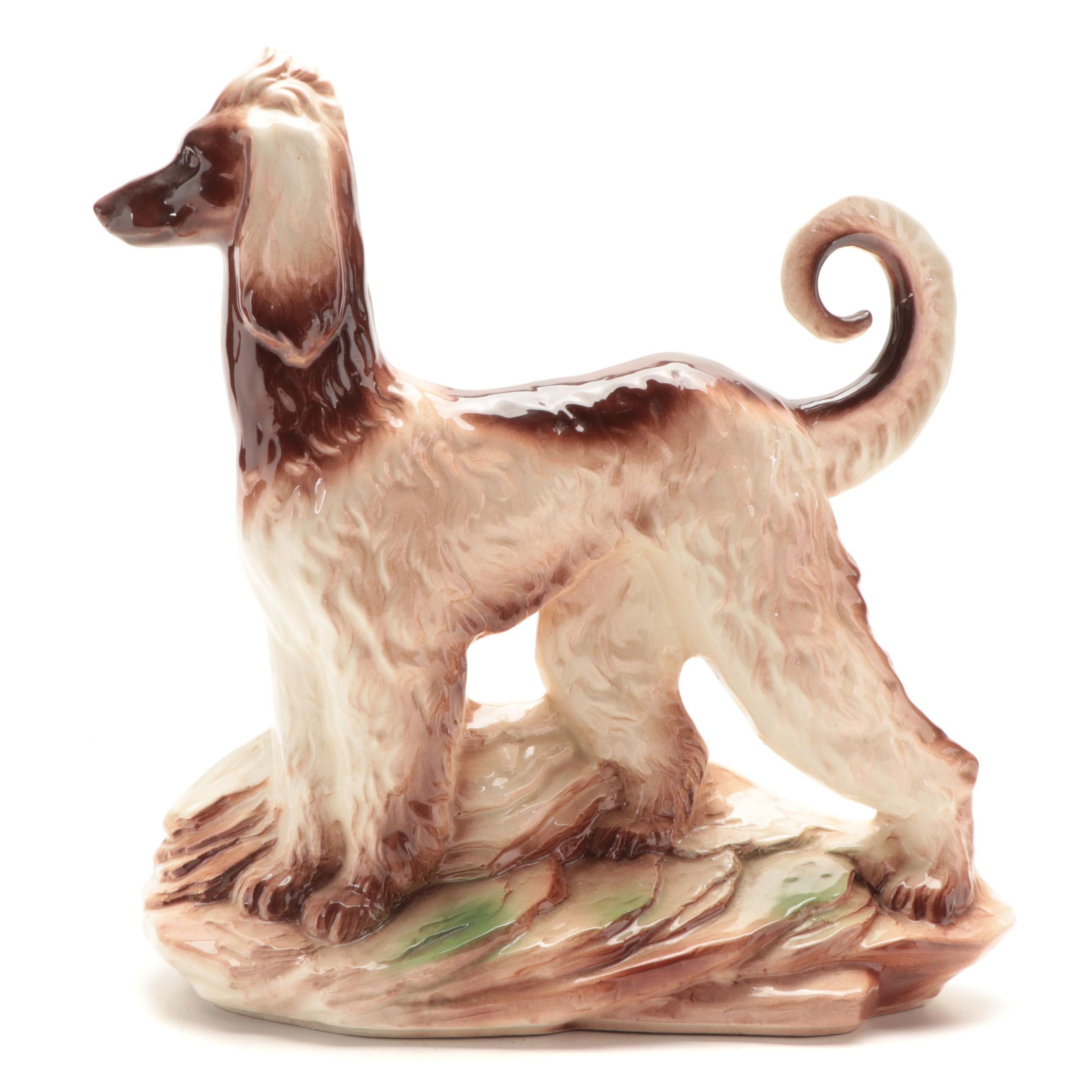 Lane & Co. California Pottery Afghan Hound TV Lamp, 1950s