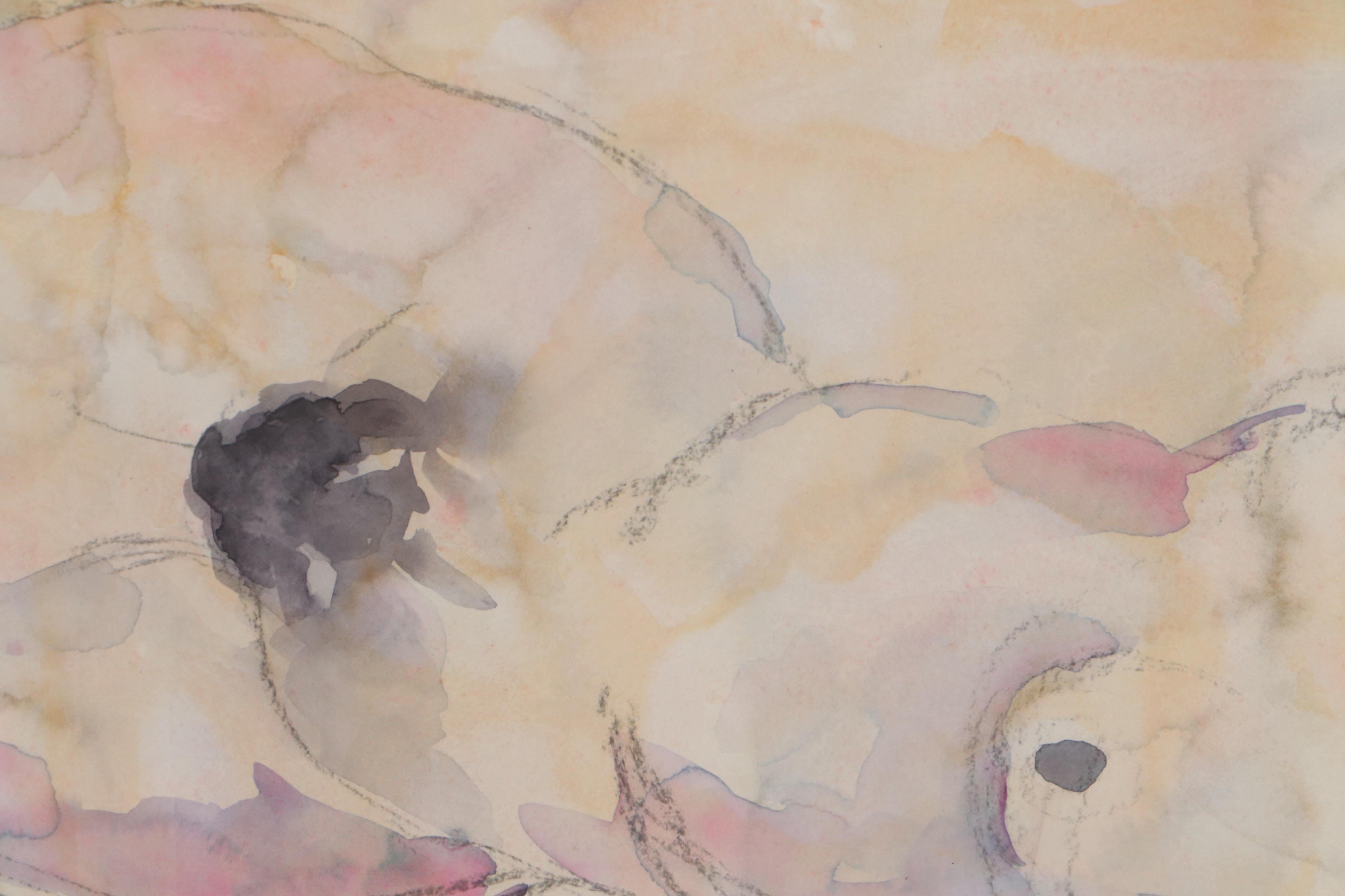 Walter Sorge Female Nude Watercolor Painting "Reclining Figure"