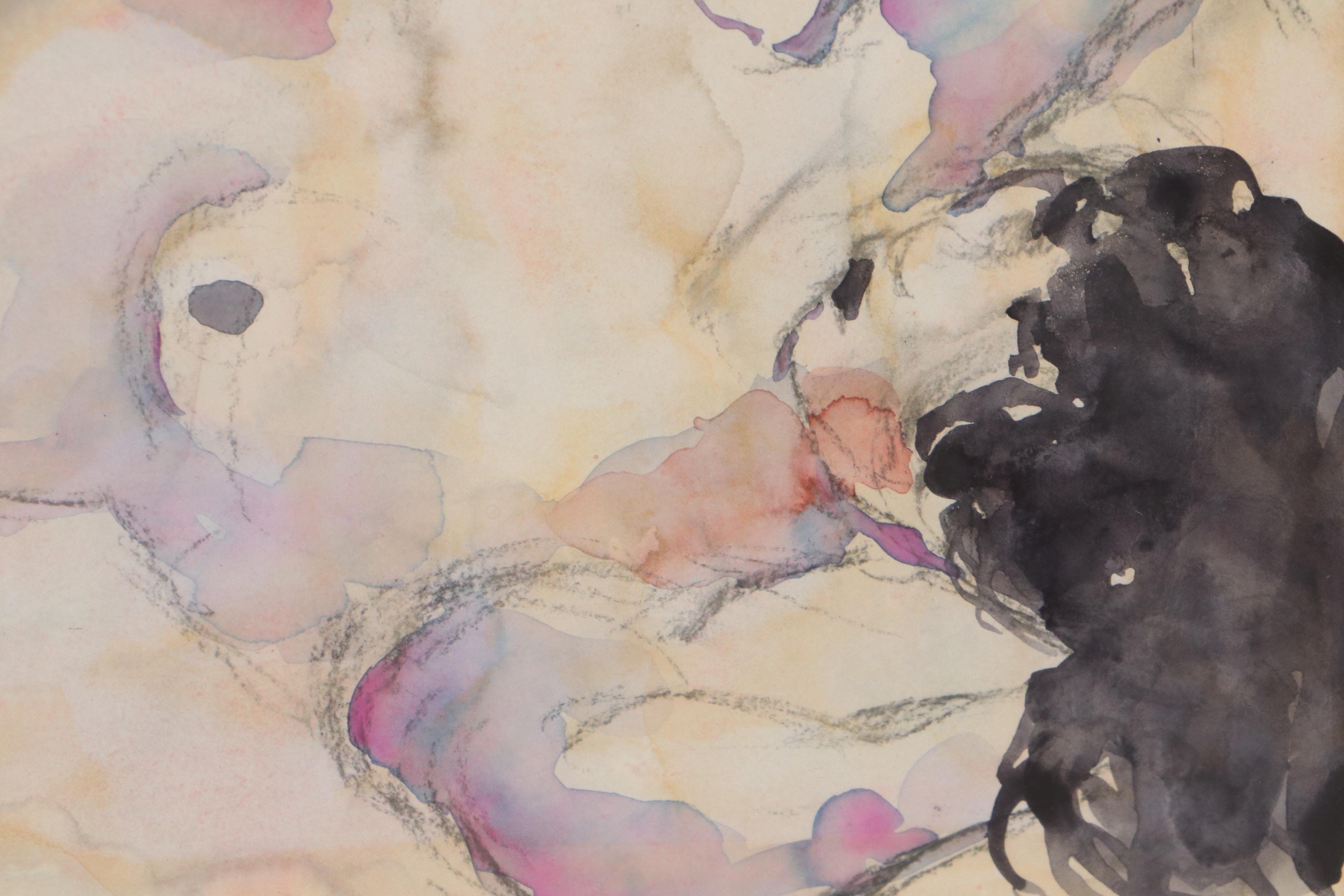 Walter Sorge Female Nude Watercolor Painting "Reclining Figure"