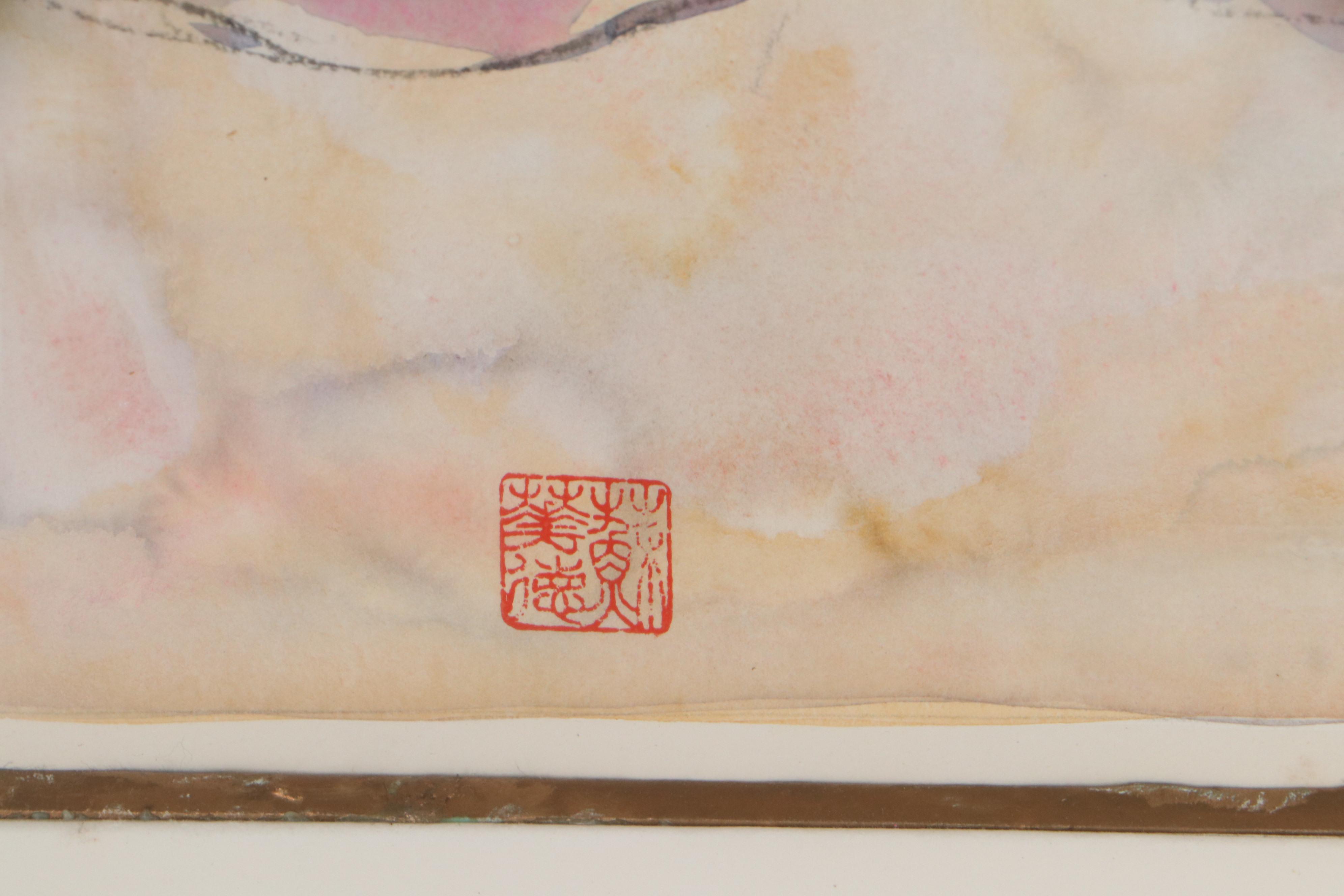 Walter Sorge Female Nude Watercolor Painting "Reclining Figure"