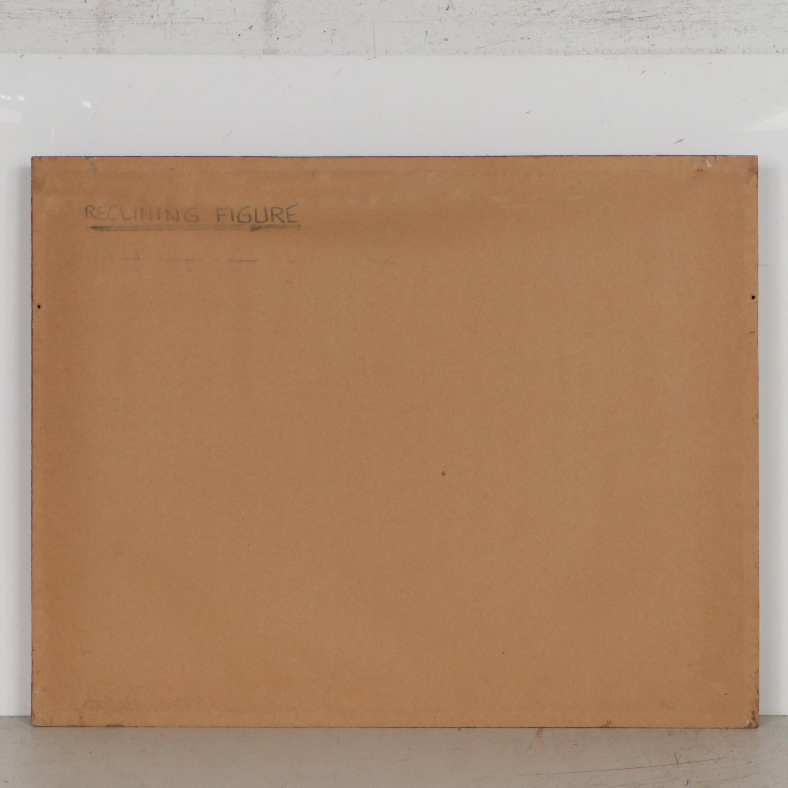 Walter Sorge Female Nude Watercolor Painting "Reclining Figure"