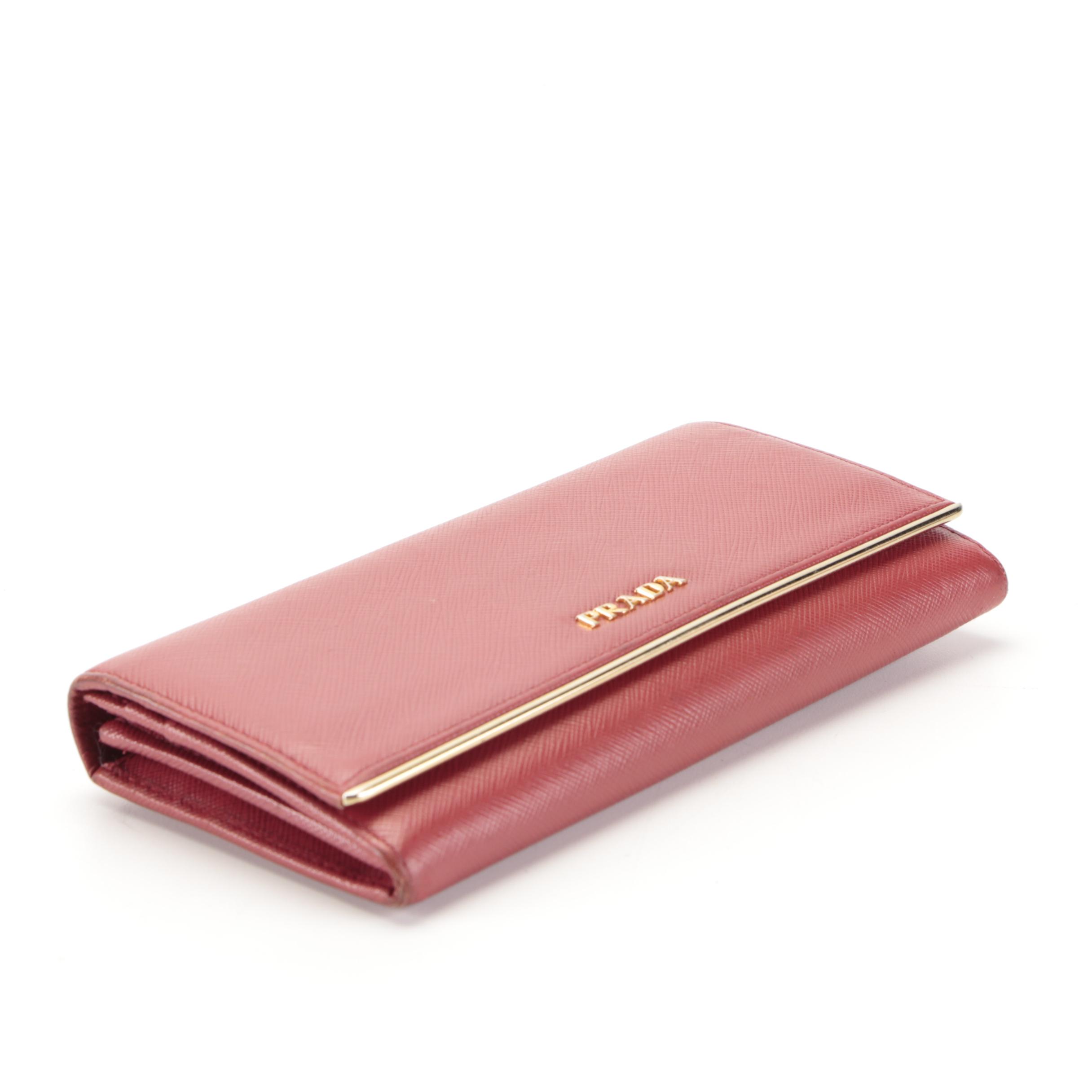 Prada Continental Wallet in Red Saffiano Leather