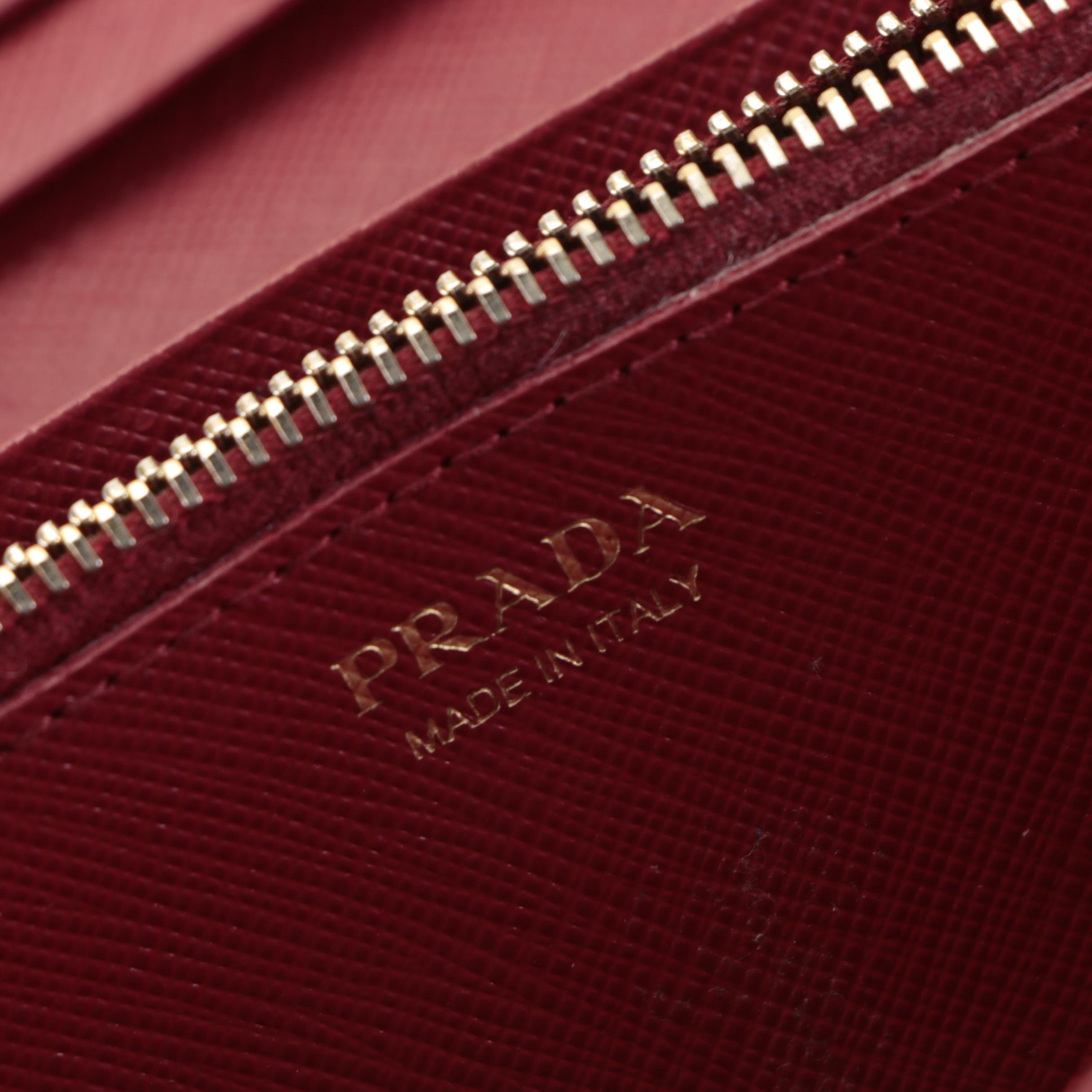 Prada Continental Wallet in Red Saffiano Leather