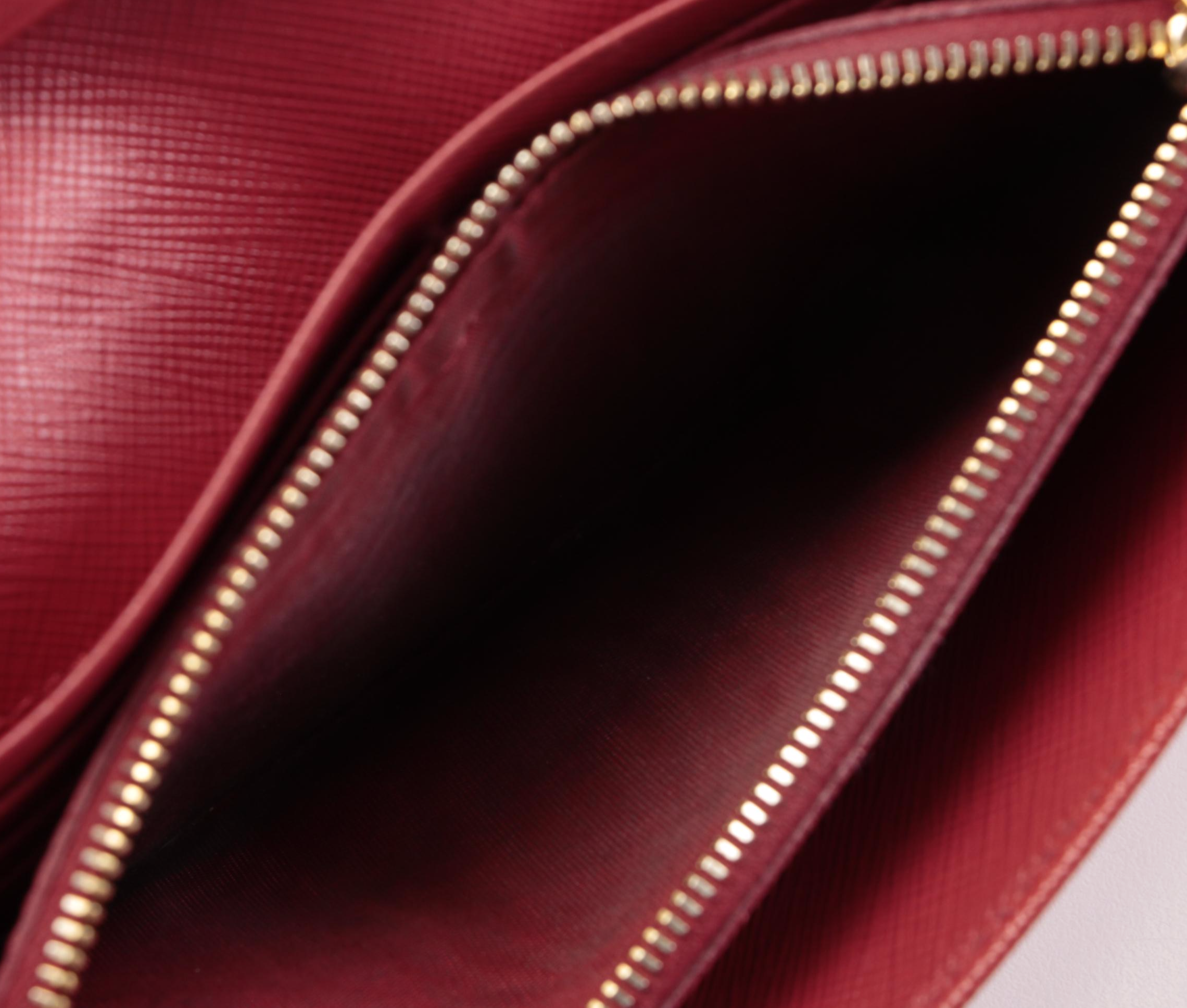 Prada Continental Wallet in Red Saffiano Leather