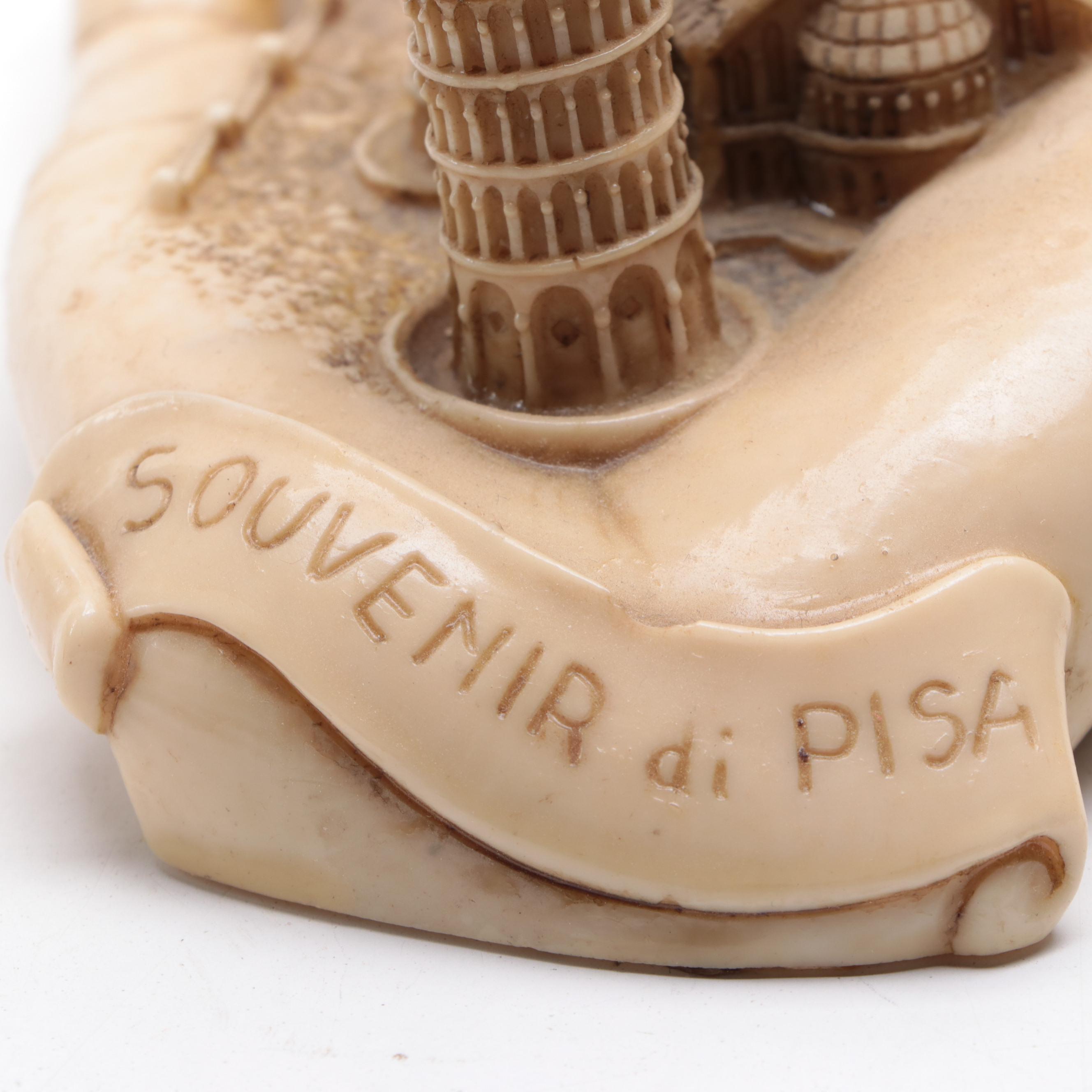 Souvenir of Pisa Resin Pen Holder, Mid-20th Century