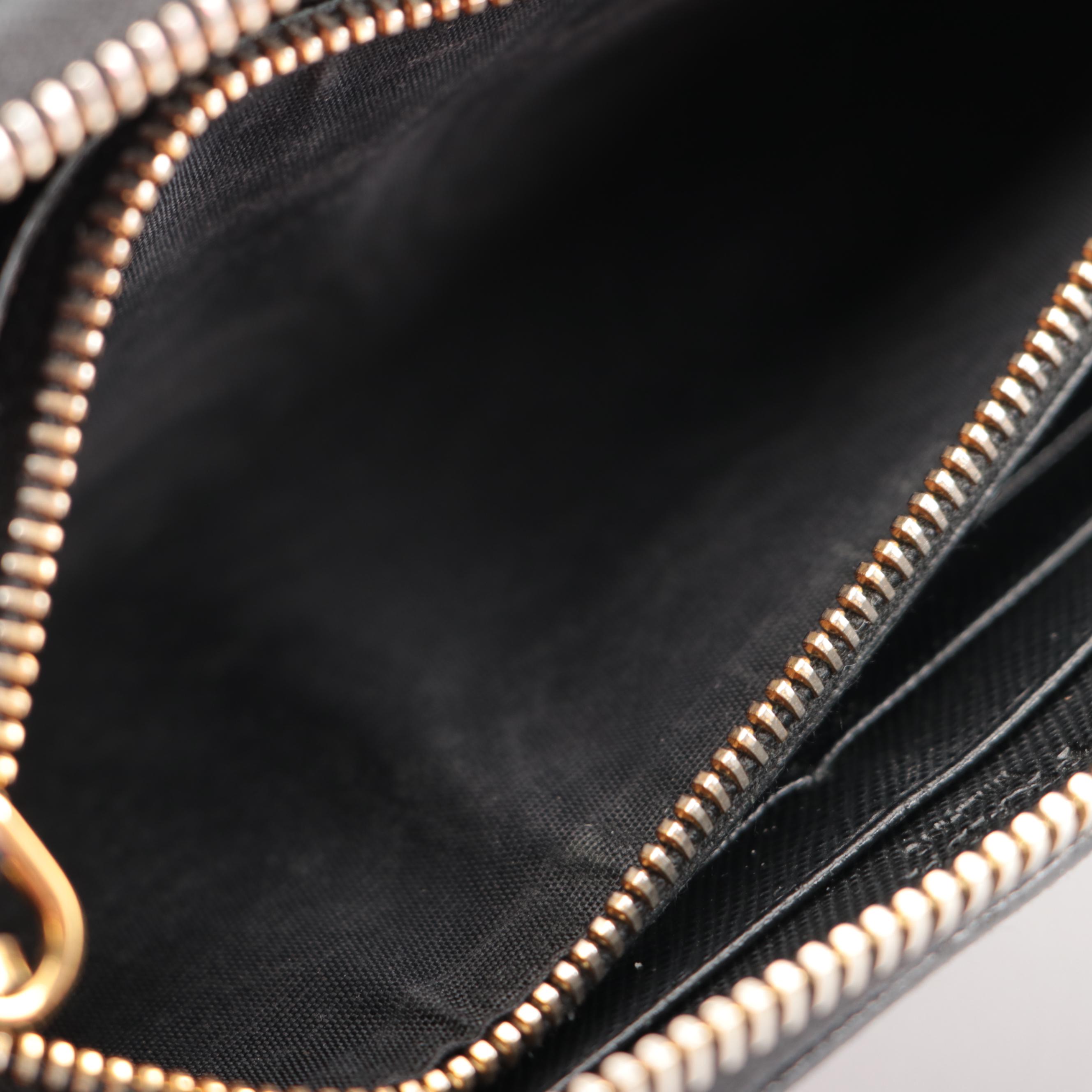 Prada Zip-Around Box Wallet in Black Saffiano Leather with Box