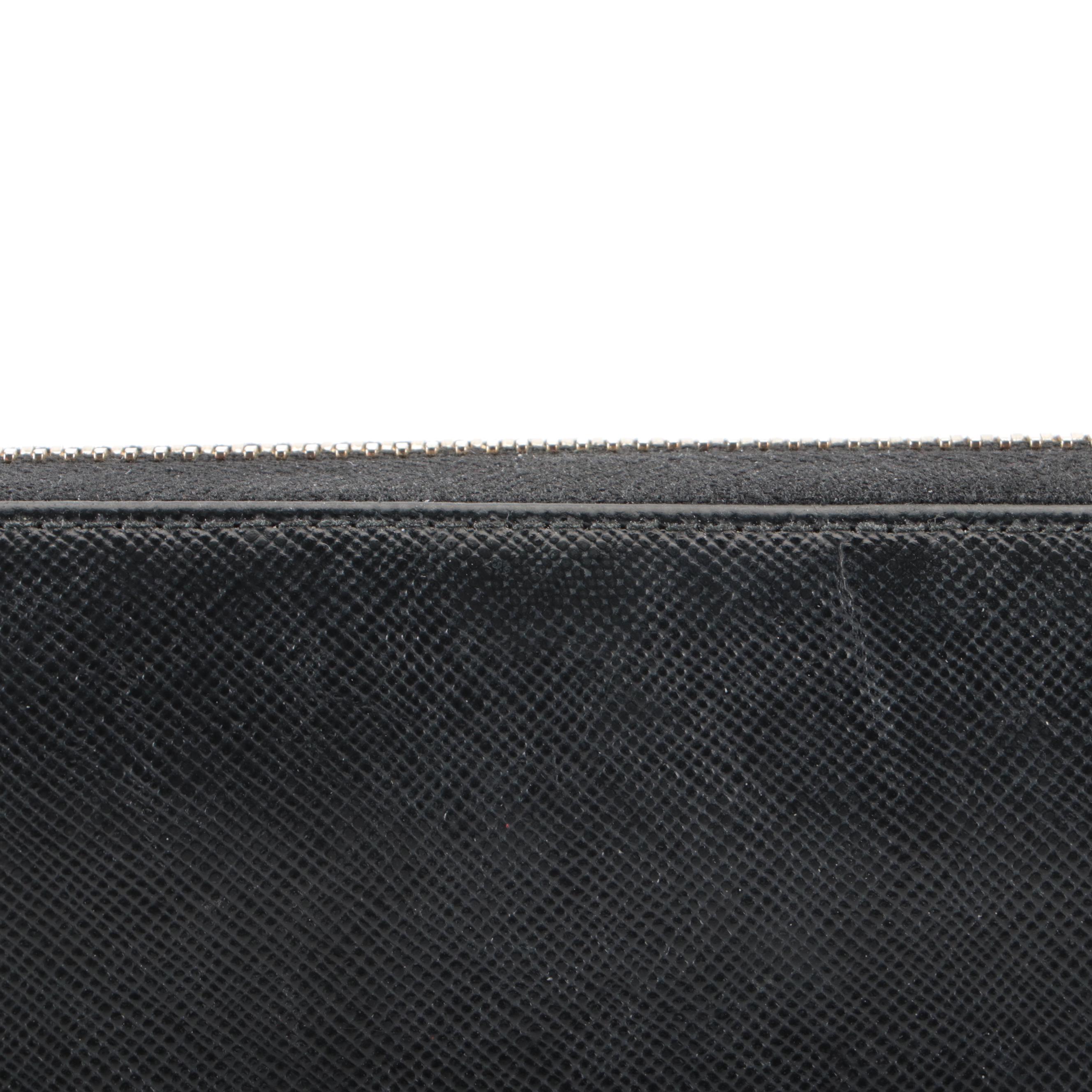 Prada Zip-Around Box Wallet in Black Saffiano Leather with Box