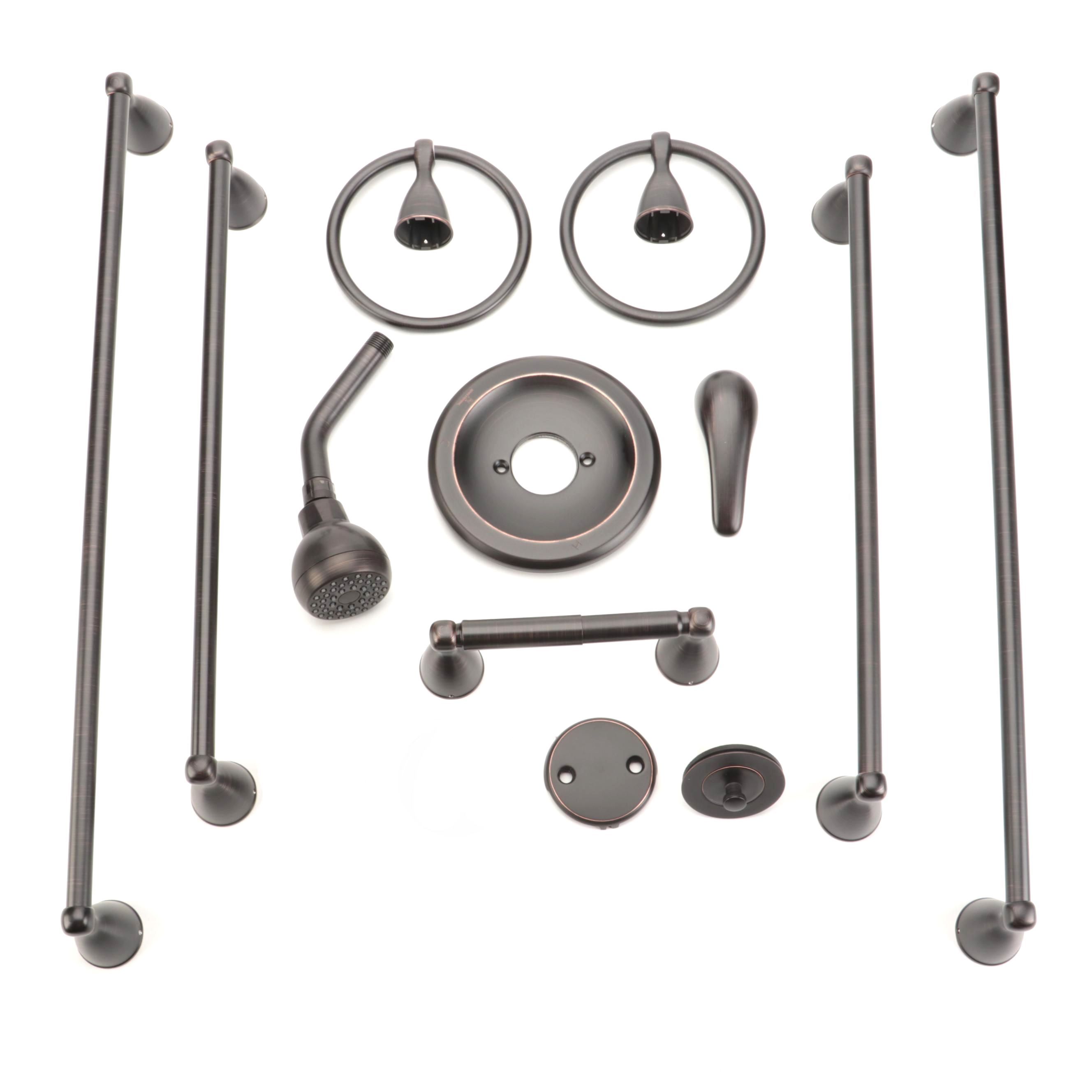 Tub Drain Kit, Shower Trim Kit, Toilet Paper Holder, Towel Bars and Rings