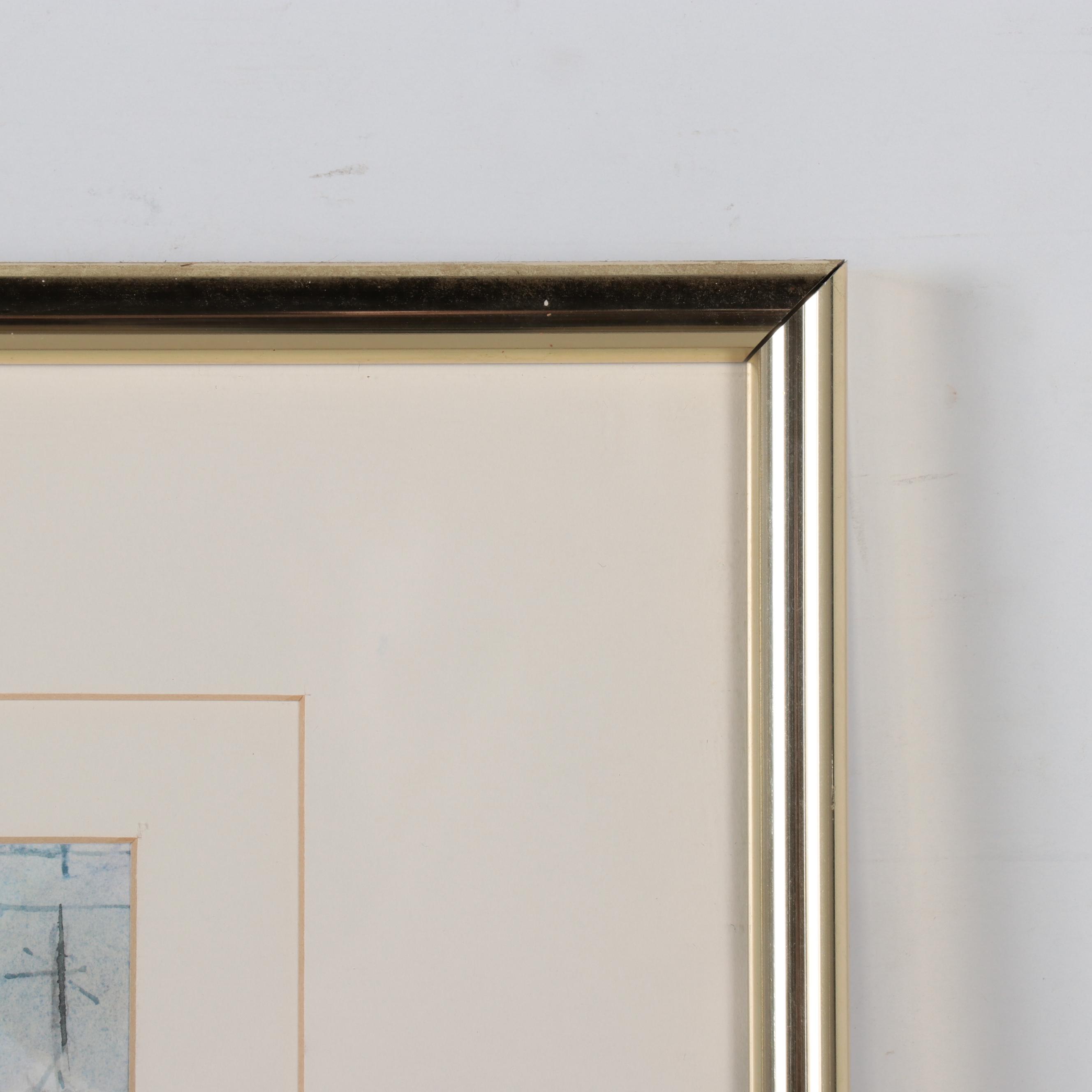 Don W. Dennis Harbor Scene Watercolor Painting "Boats," Late 20th Century