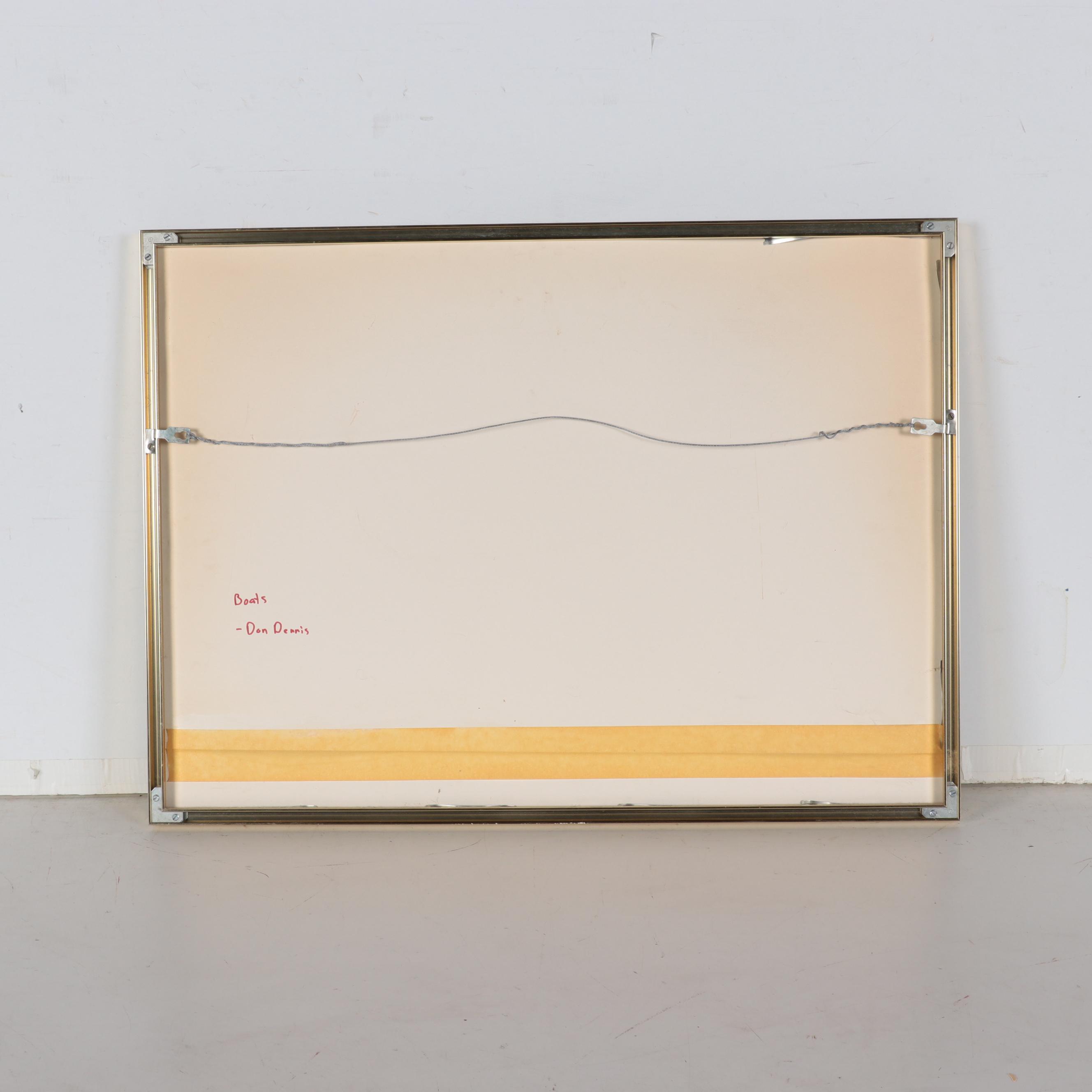 Don W. Dennis Harbor Scene Watercolor Painting "Boats," Late 20th Century