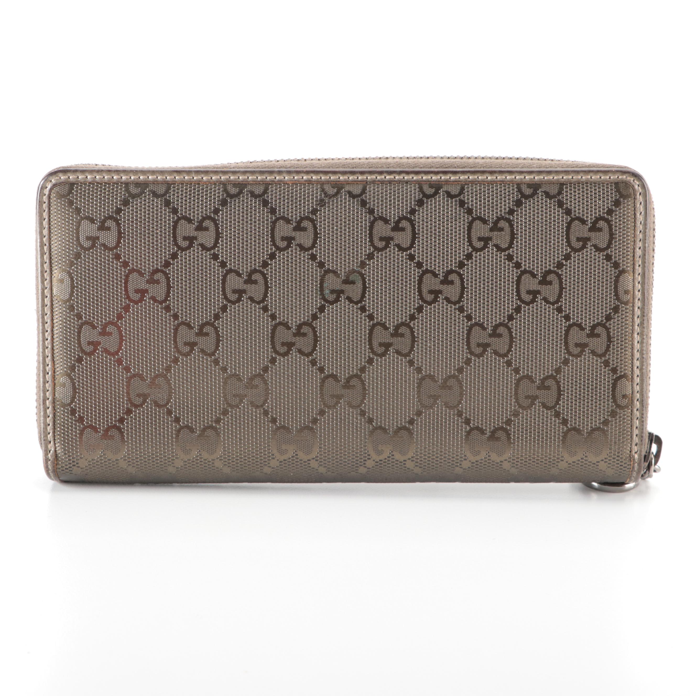 Gucci Zip-Around Wallet in GG Imprime Coated Canvas with Box