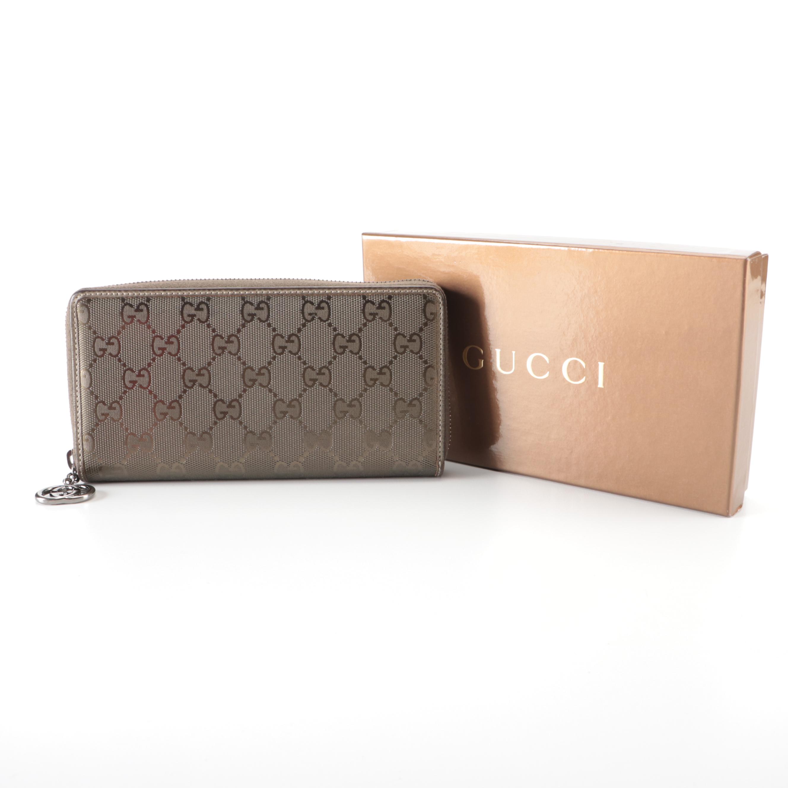 Gucci Zip-Around Wallet in GG Imprime Coated Canvas with Box