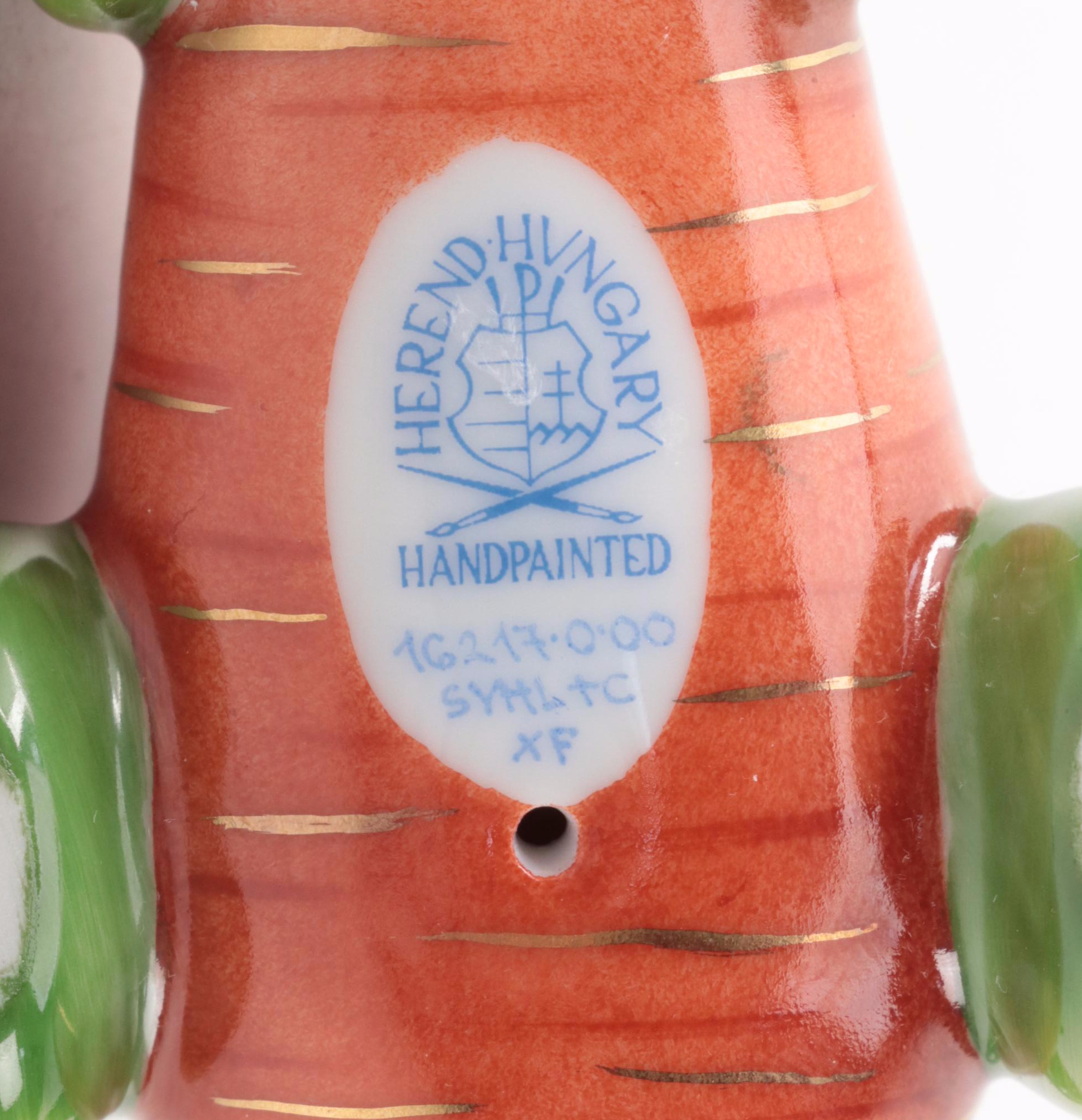 Herend Lilac Fishnet with Gold "Carrot Car Bunny" Porcelain Figurine