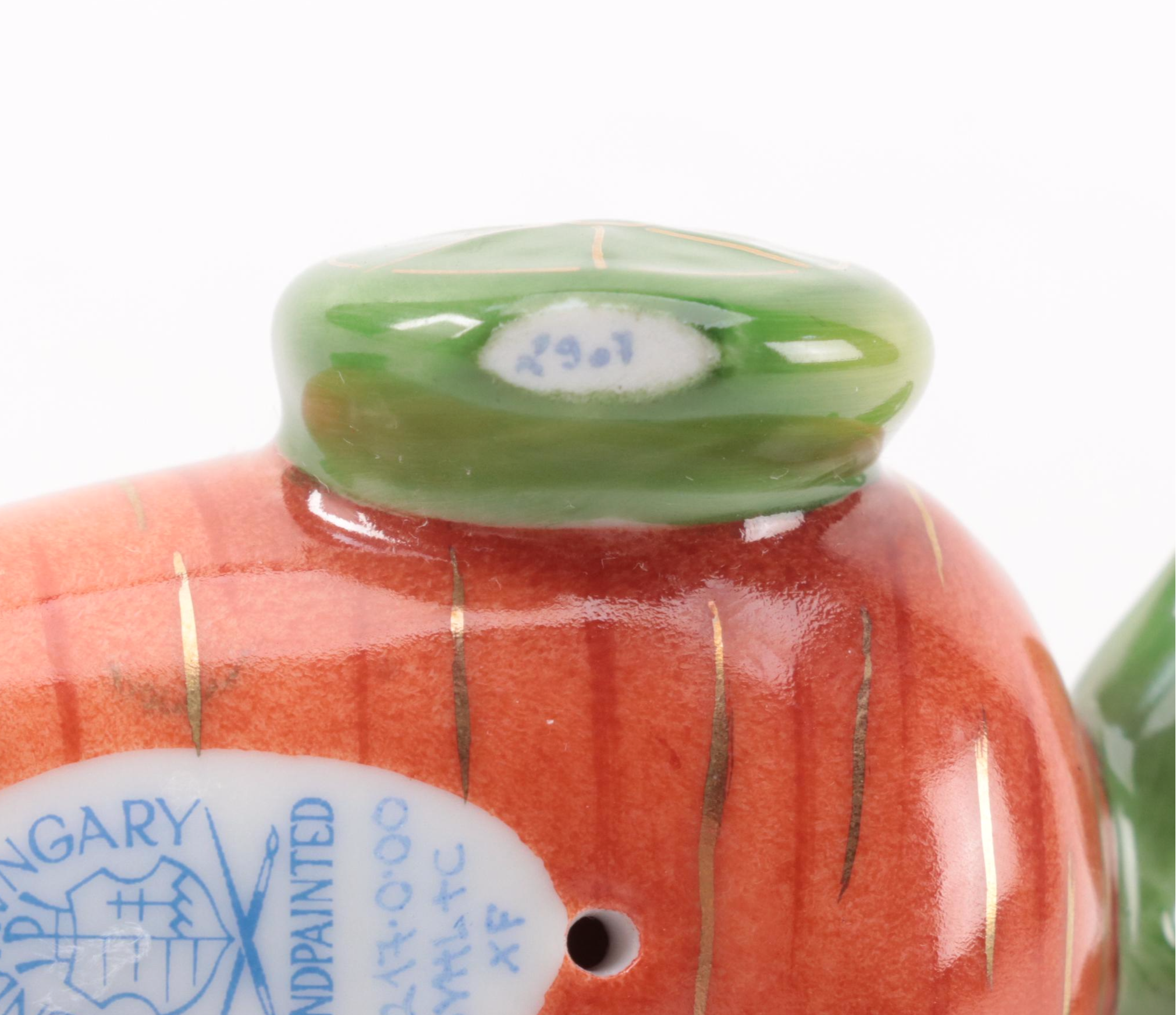 Herend Lilac Fishnet with Gold "Carrot Car Bunny" Porcelain Figurine