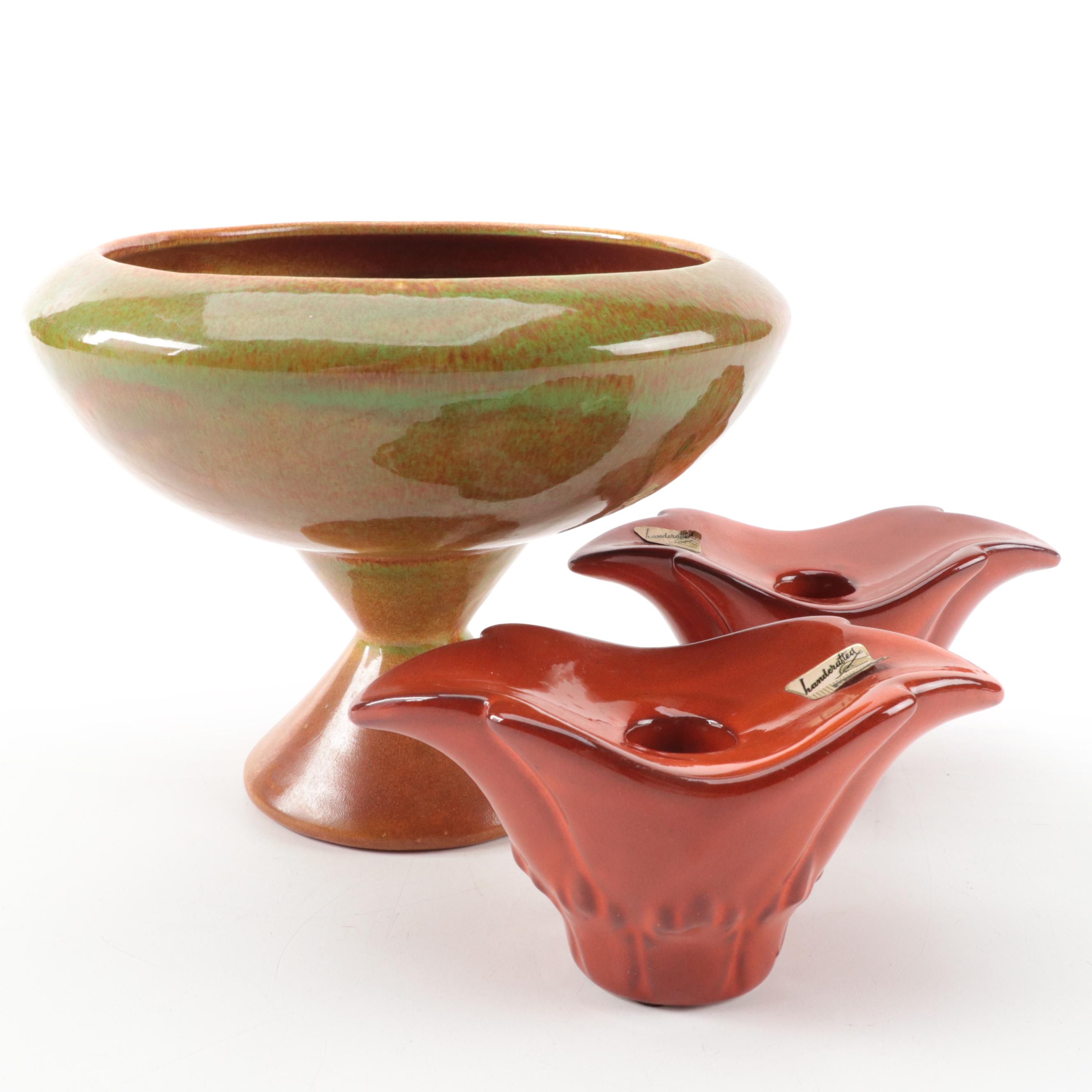 Royal Haeger Pottery Candle Holders and Vase, Mid to Late 20th Century