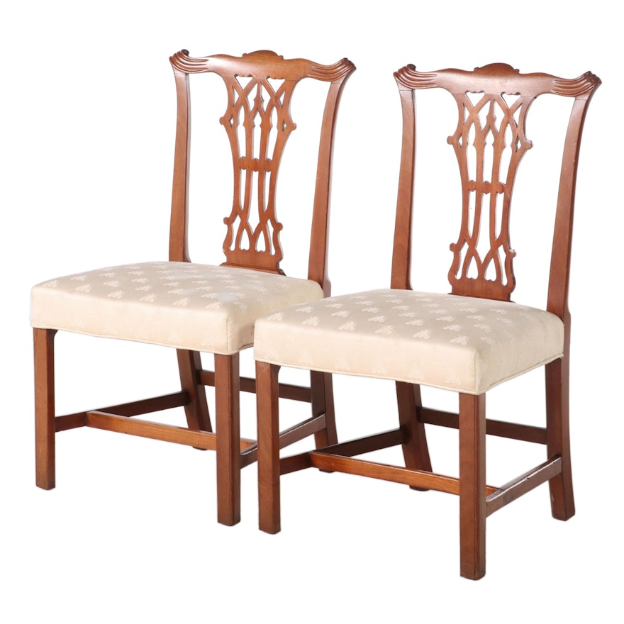 Pair of Chippendale Style Wood Side Chairs, Late 20th Century