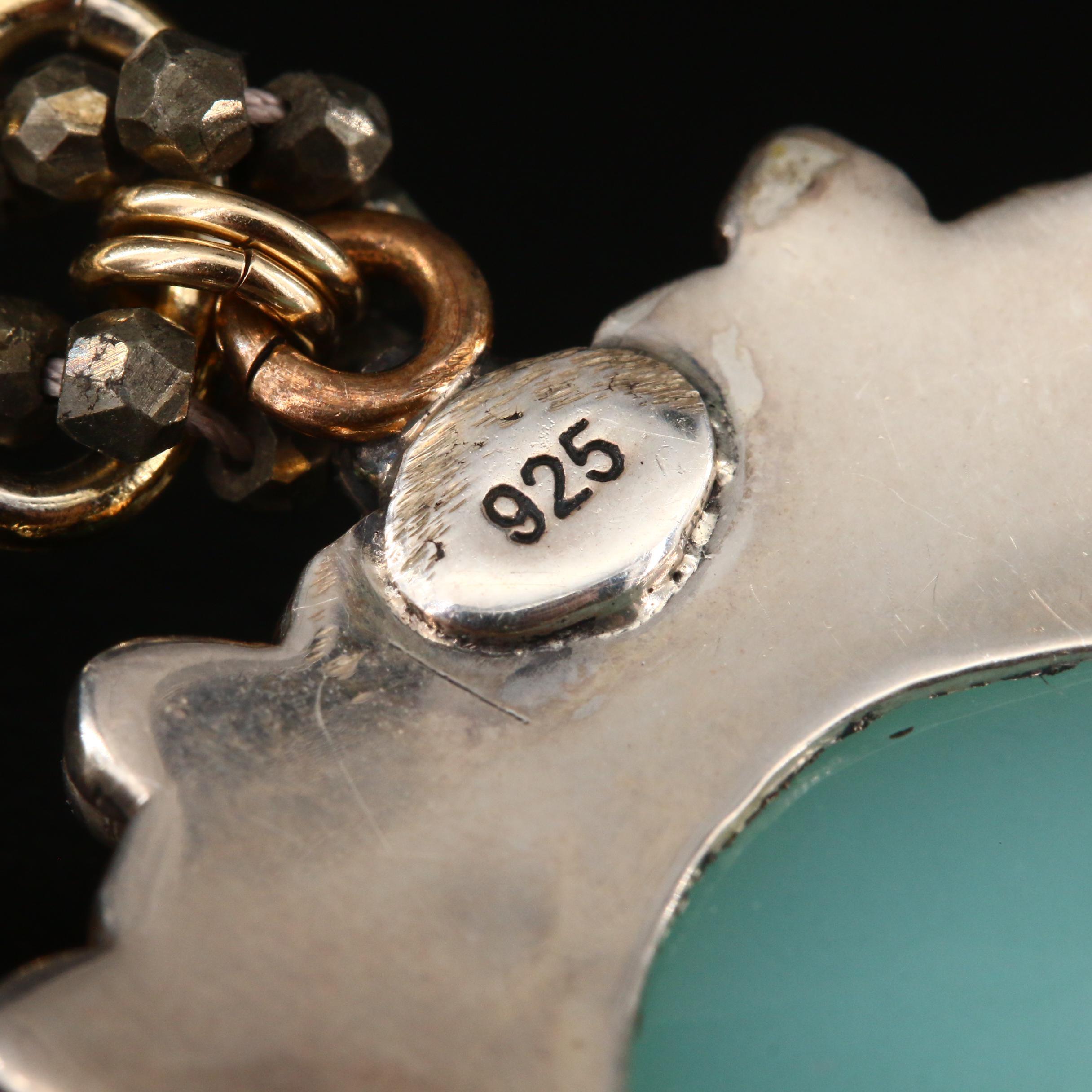 Sterling Pendant Necklaces Including Moonstone, Pearl and Pyrite