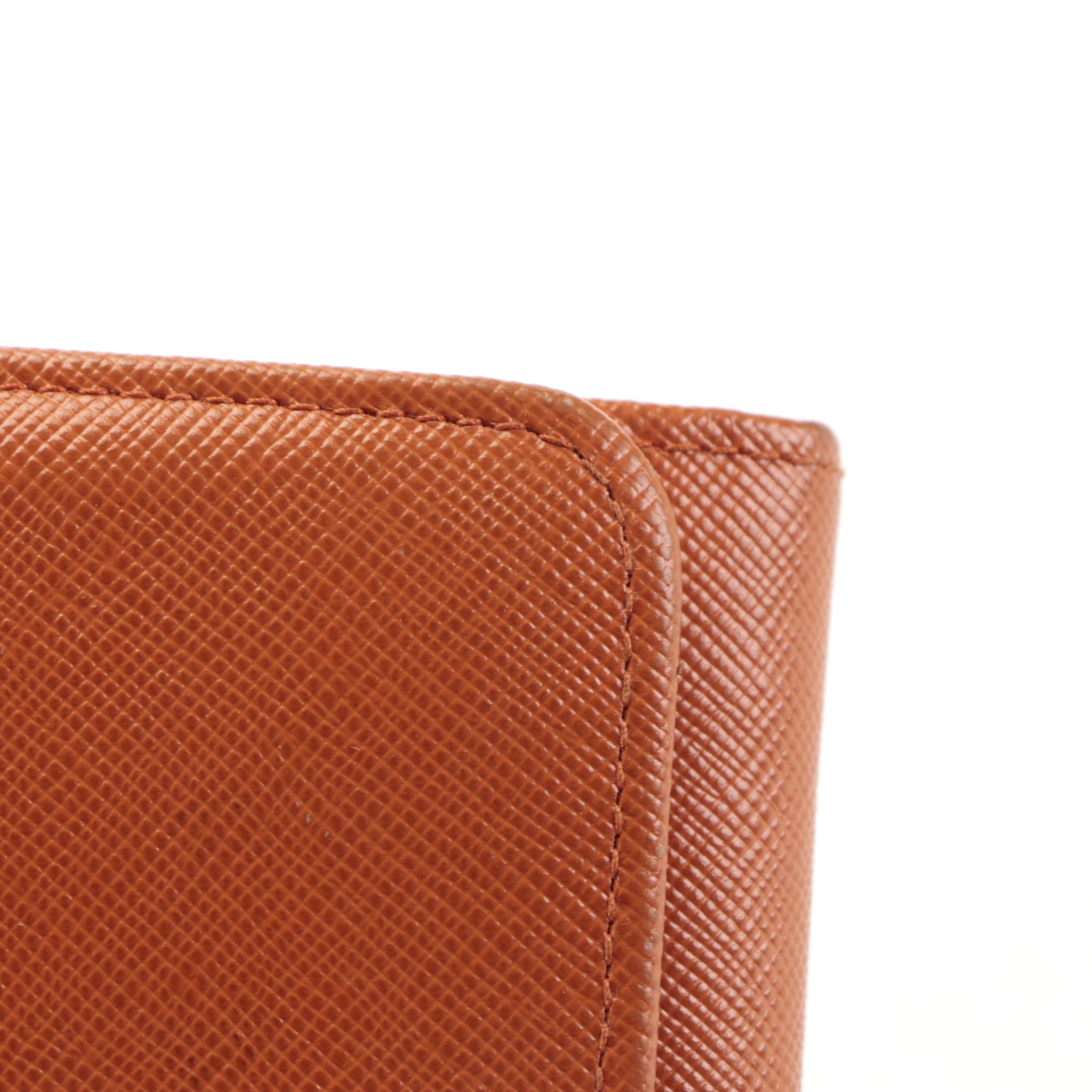 Prada Long Wallet in Orange Saffiano Leather