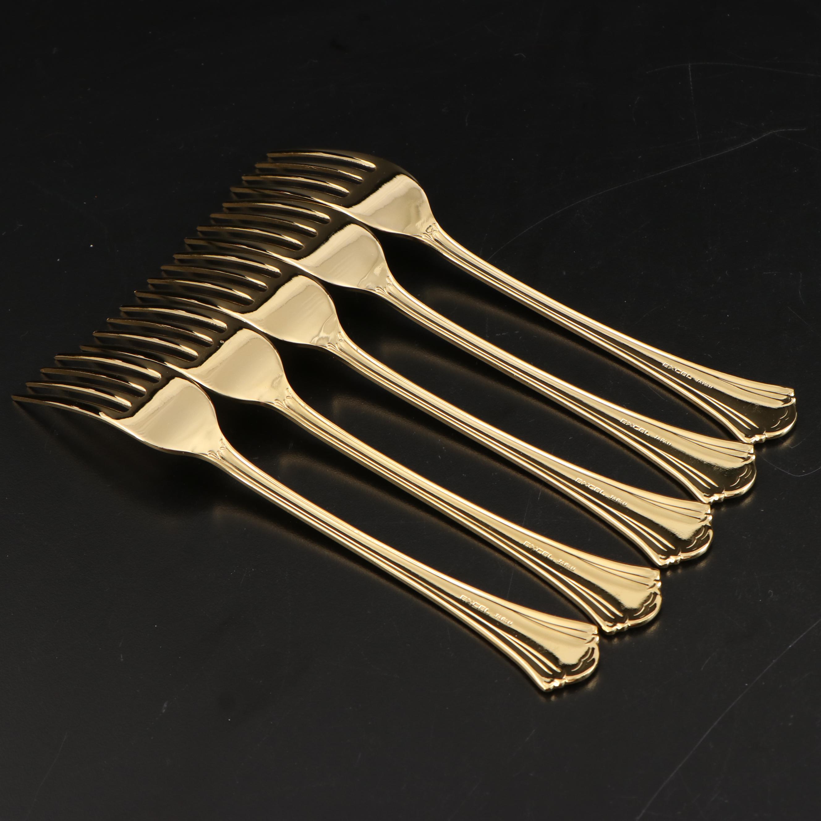 Excel Electroplated Gold Toned Stainless Flatware
