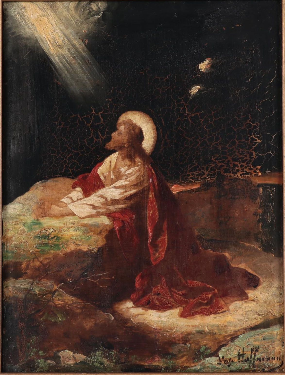 After Heinrich Hofmann Oil Painting "Christ in Gethsemane"