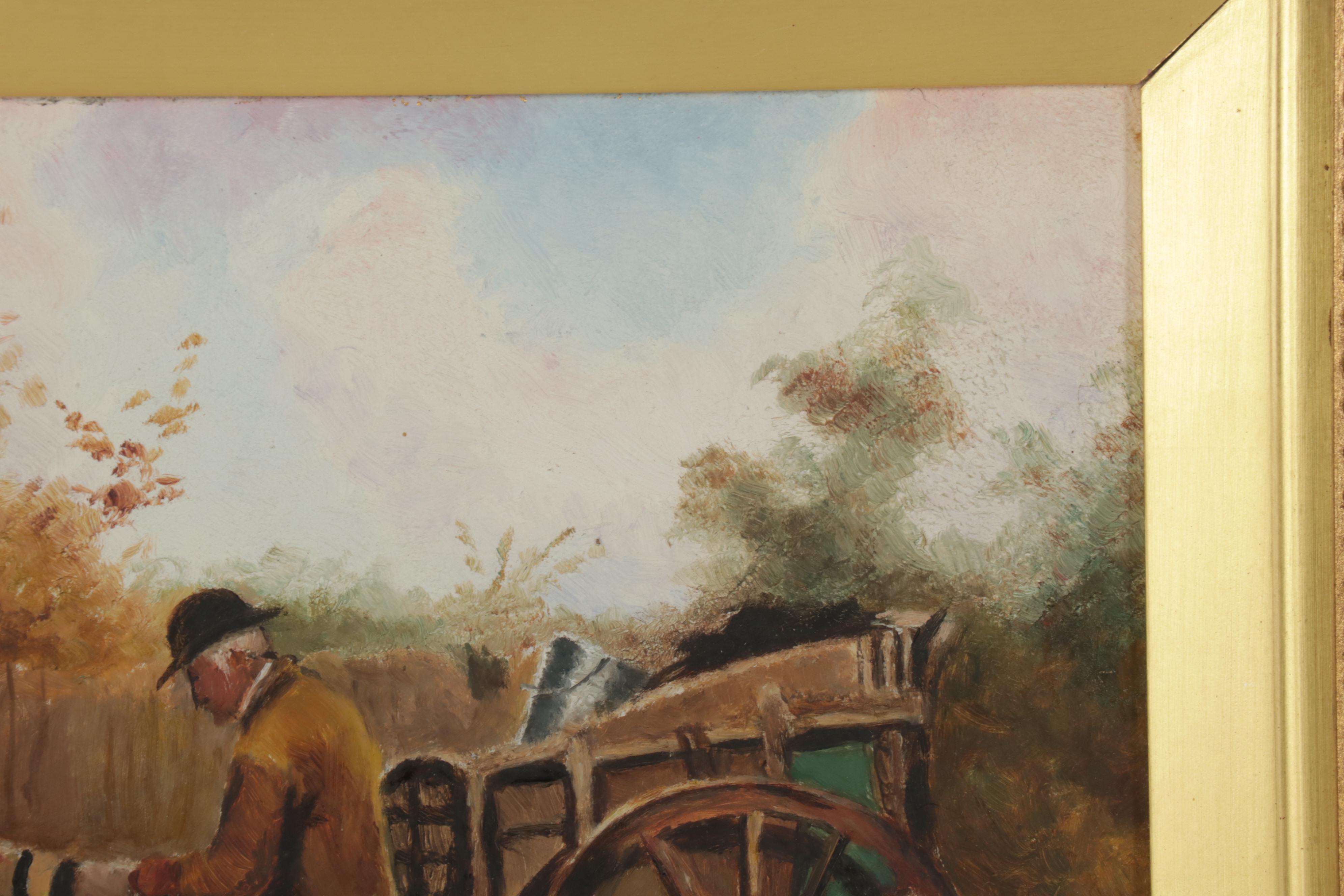 F. Froggatt Oil Painting of Old Man and Donkey, Late 19th-Early 20th Century