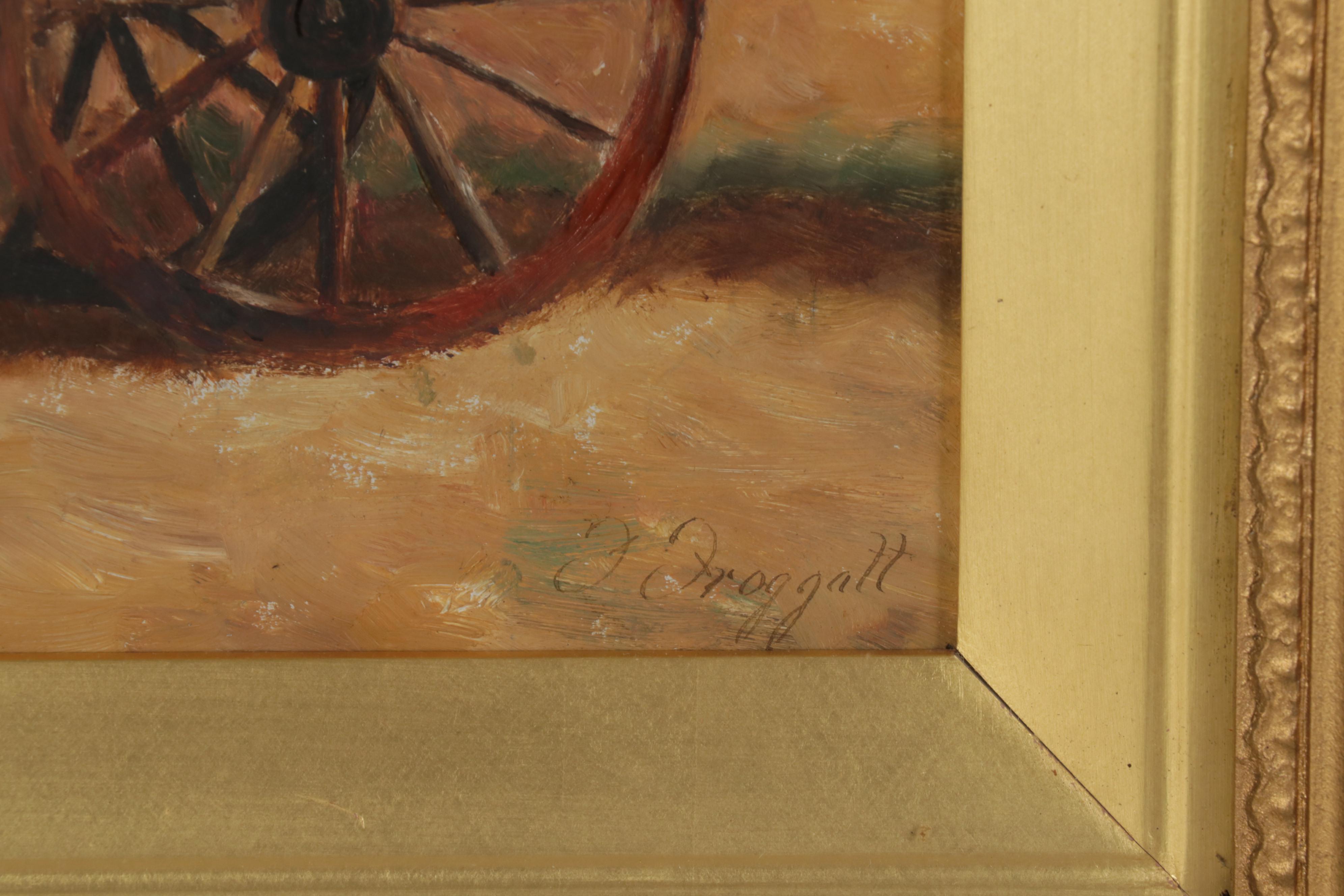 F. Froggatt Oil Painting of Old Man and Donkey, Late 19th-Early 20th Century