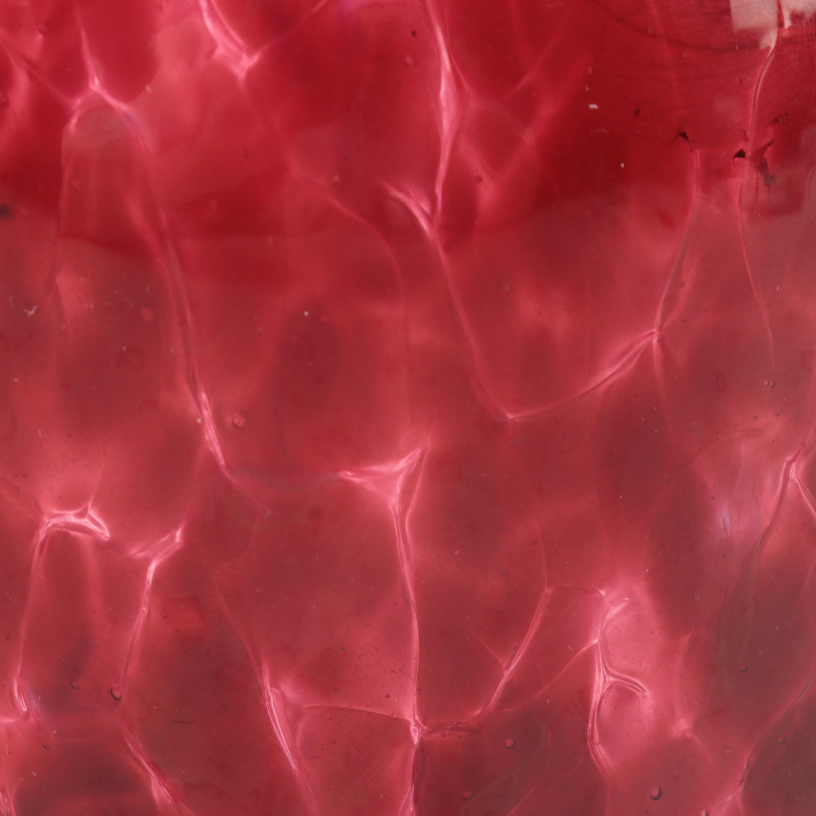 Signed Blown Cranberry Mottled Art Glass Vase and Pear Shaped Lidded Dish