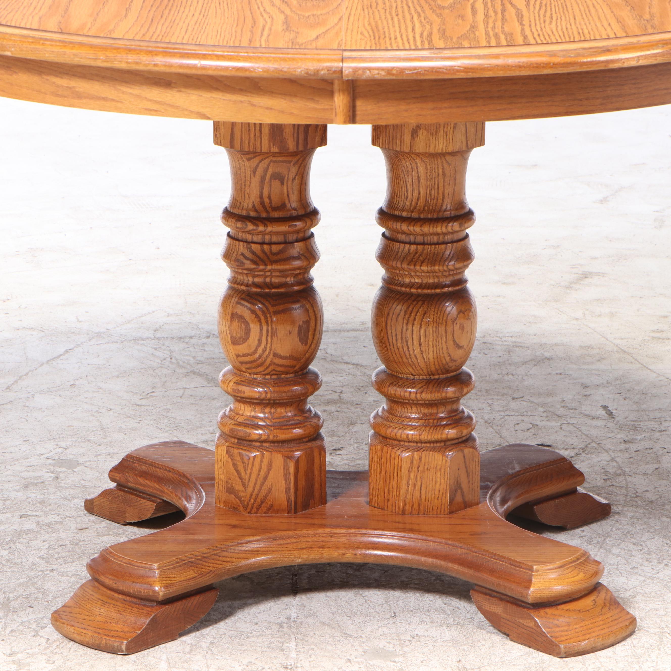 Cochrane "Hermitage House" Oak Double Pedestal Dining Table and Chairs