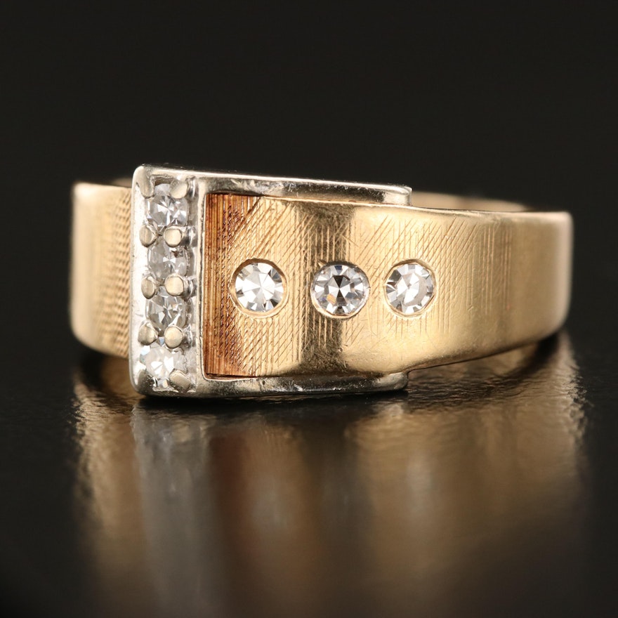 Vintage 14K 0.22 CTW Diamond Buckle Ring