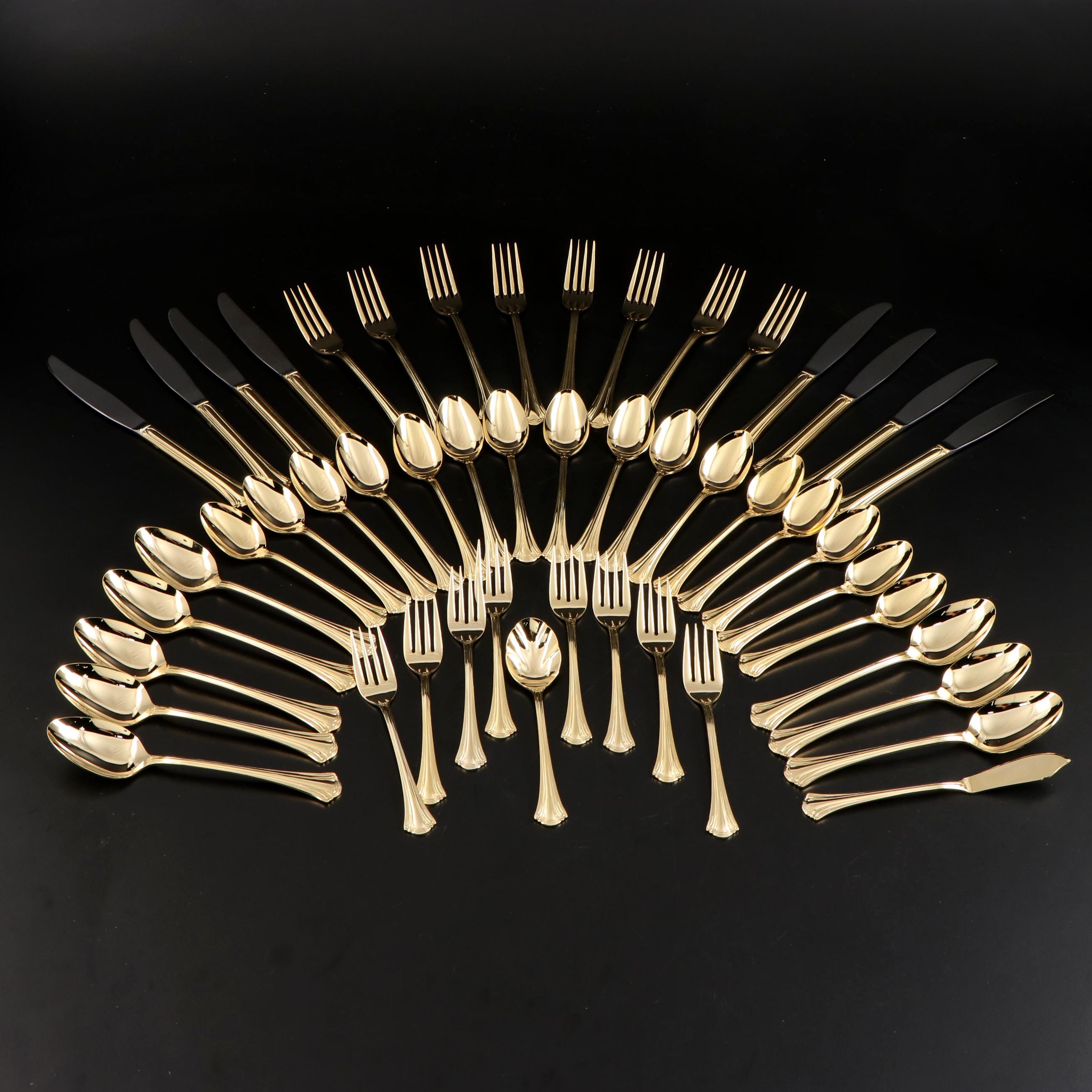 Excel Electroplated Gold Toned Stainless Flatware