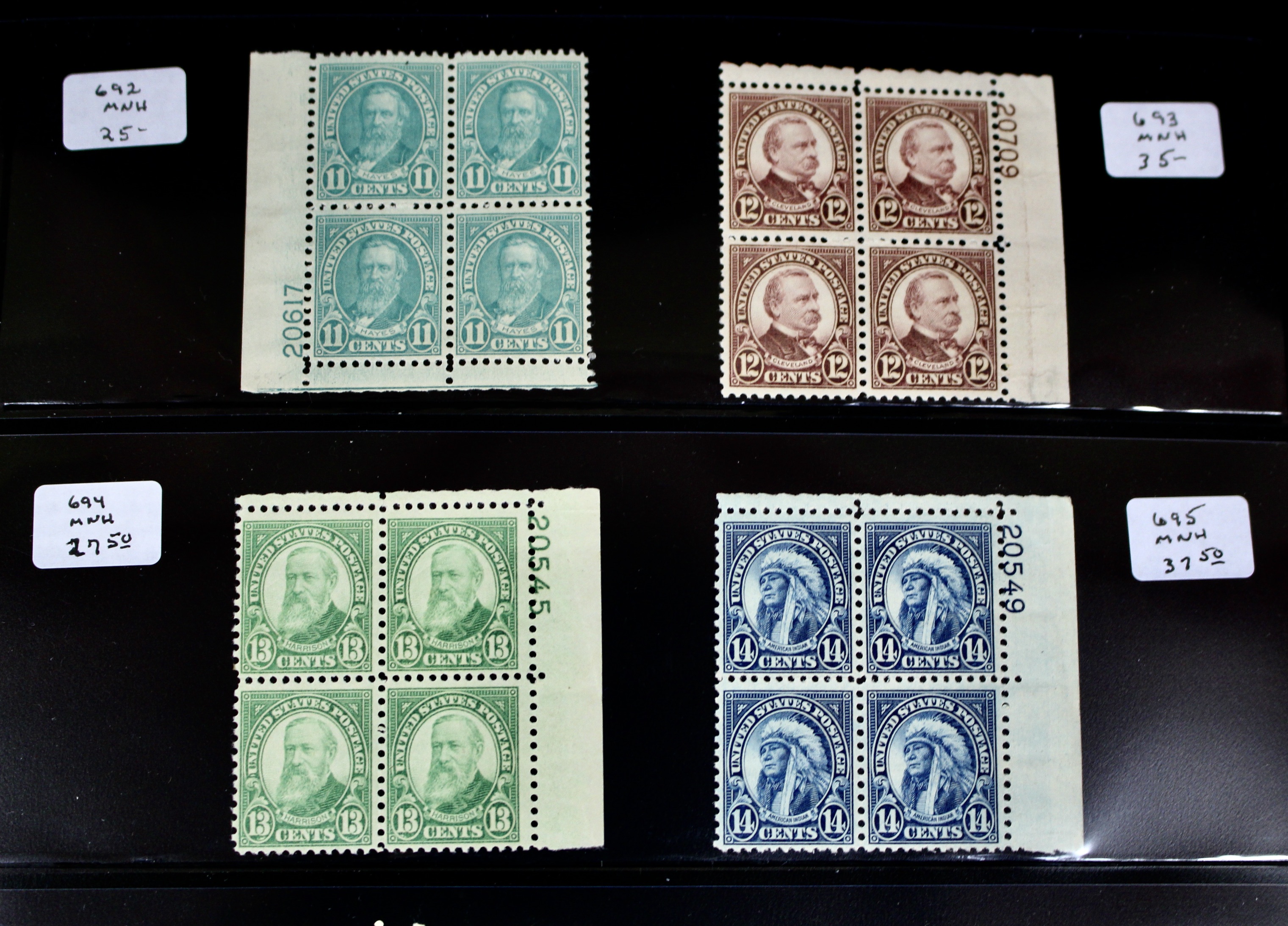 Group of Regular Issue Stamp Plate Blocks from 1922-1926