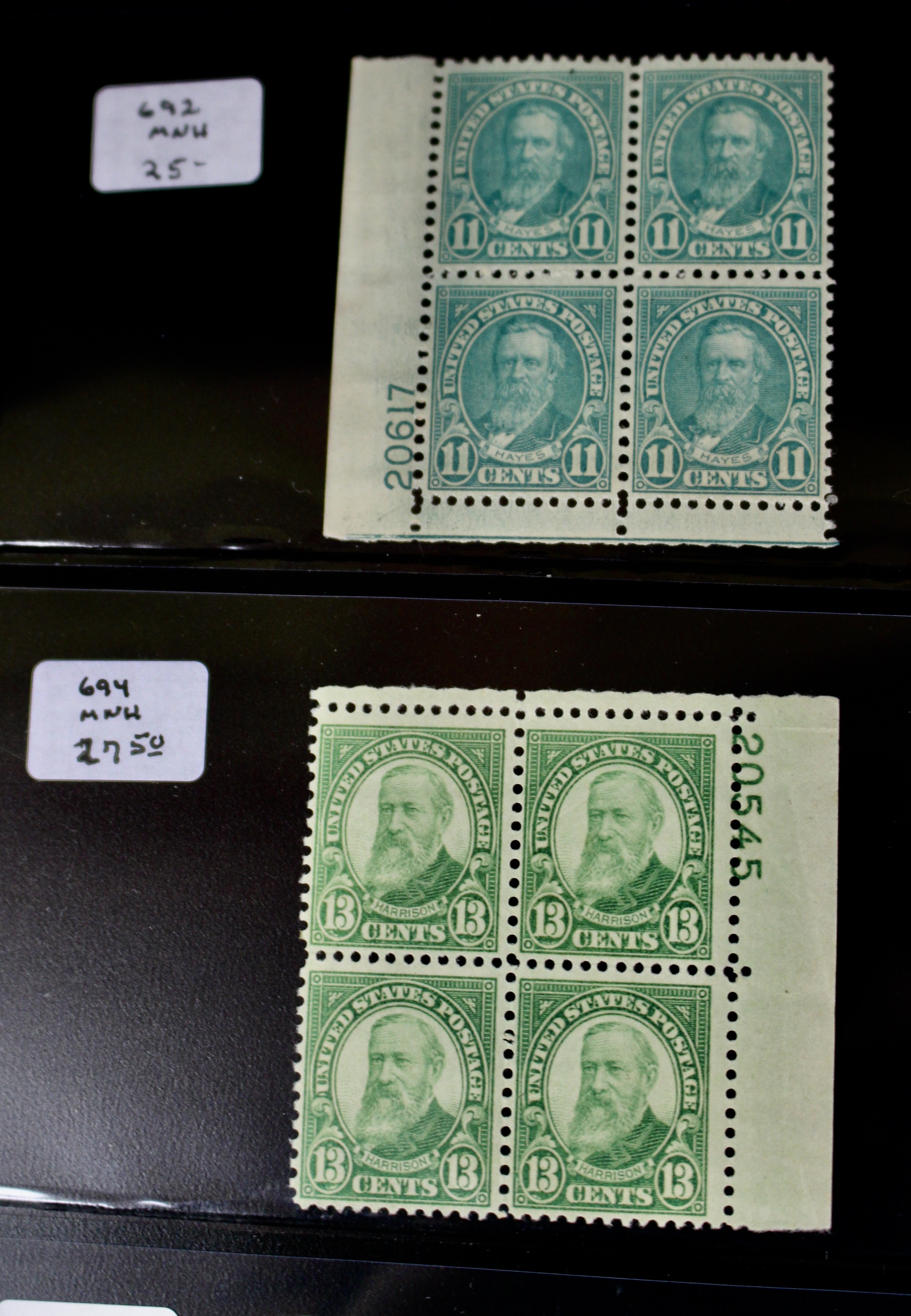 Group of Regular Issue Stamp Plate Blocks from 1922-1926