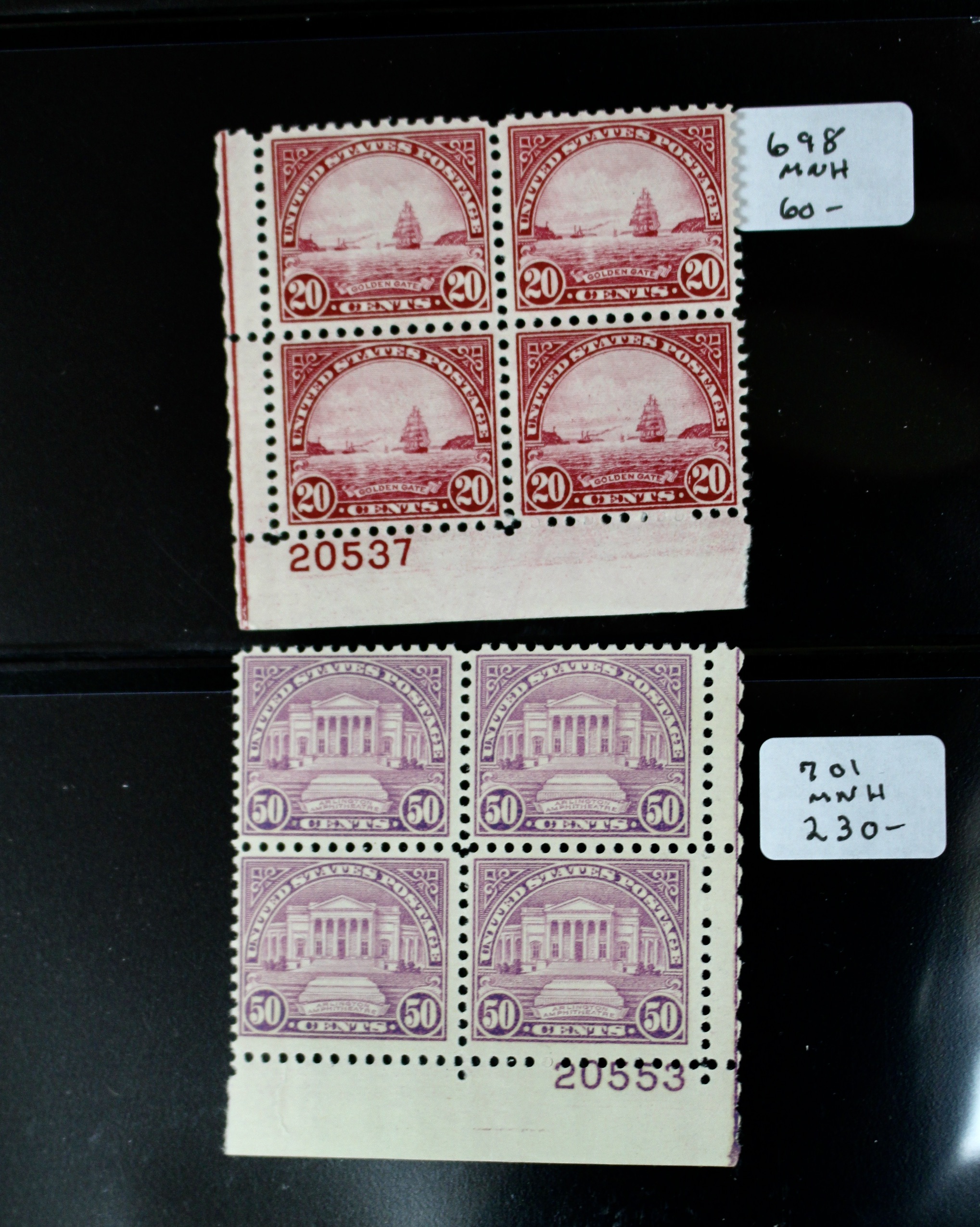 Group of Regular Issue Stamp Plate Blocks from 1922-1926
