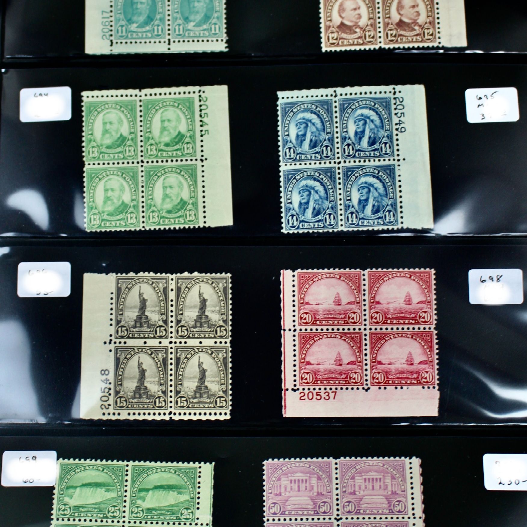 Group of Regular Issue Stamp Plate Blocks from 1922-1926