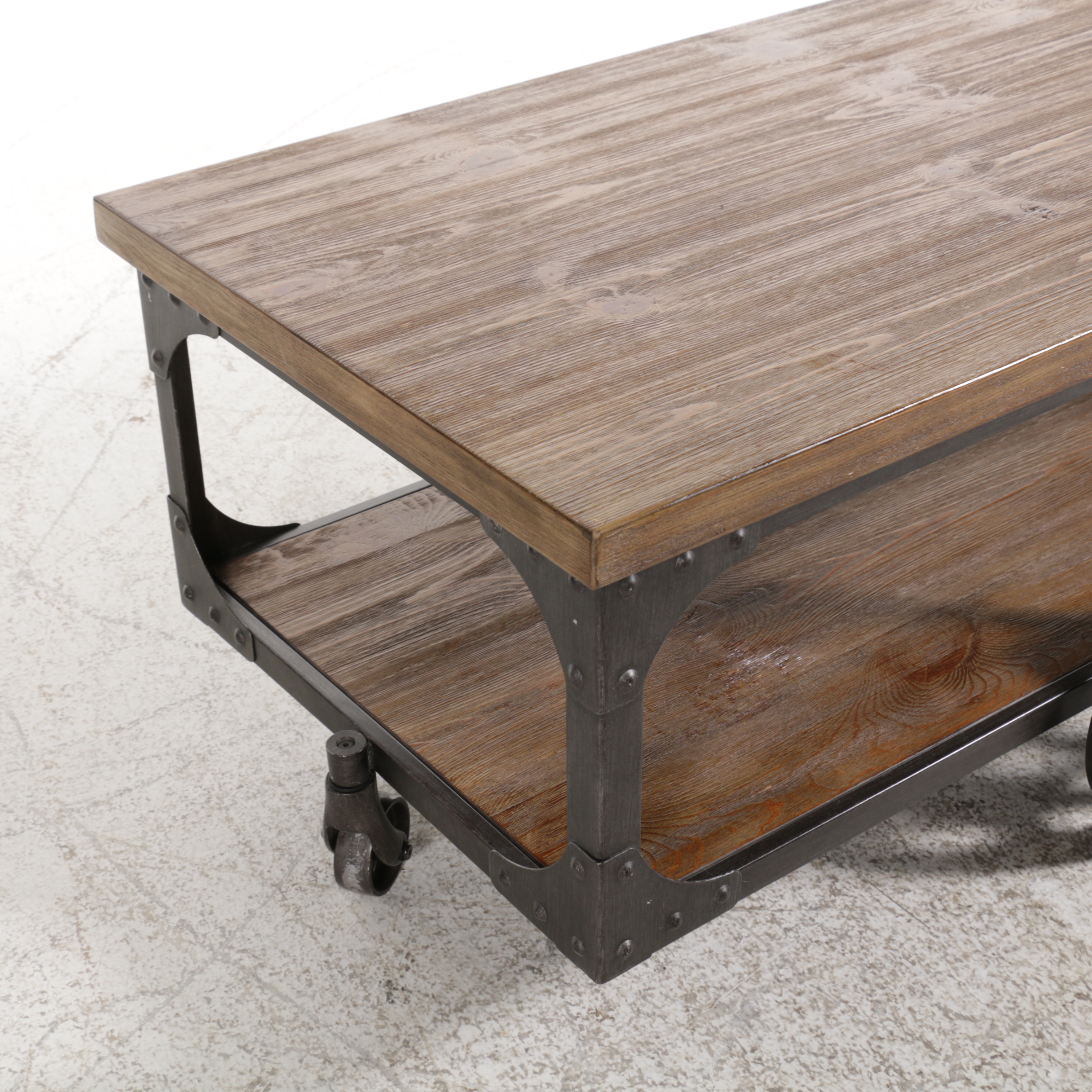 Ashley Furniture "Vennilux" Industrial Style Wood and Metal Cocktail Table