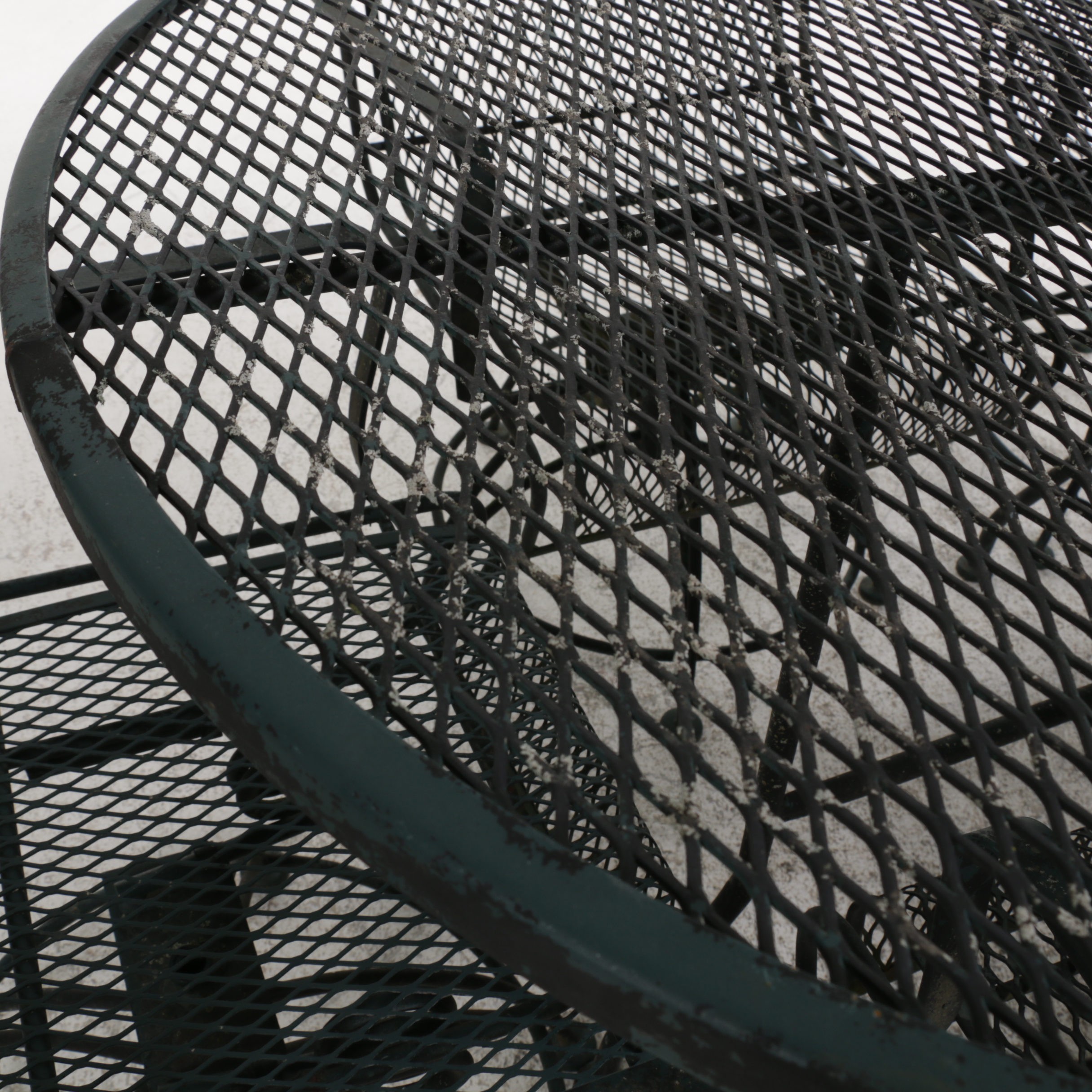 Metal Mesh Patio Dining Table and Six Swivel Chairs, Late 20th Century